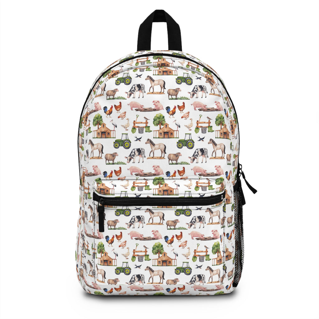 Farm Animals Pattern Backpack — Cute Country Barnyard Print School Bag