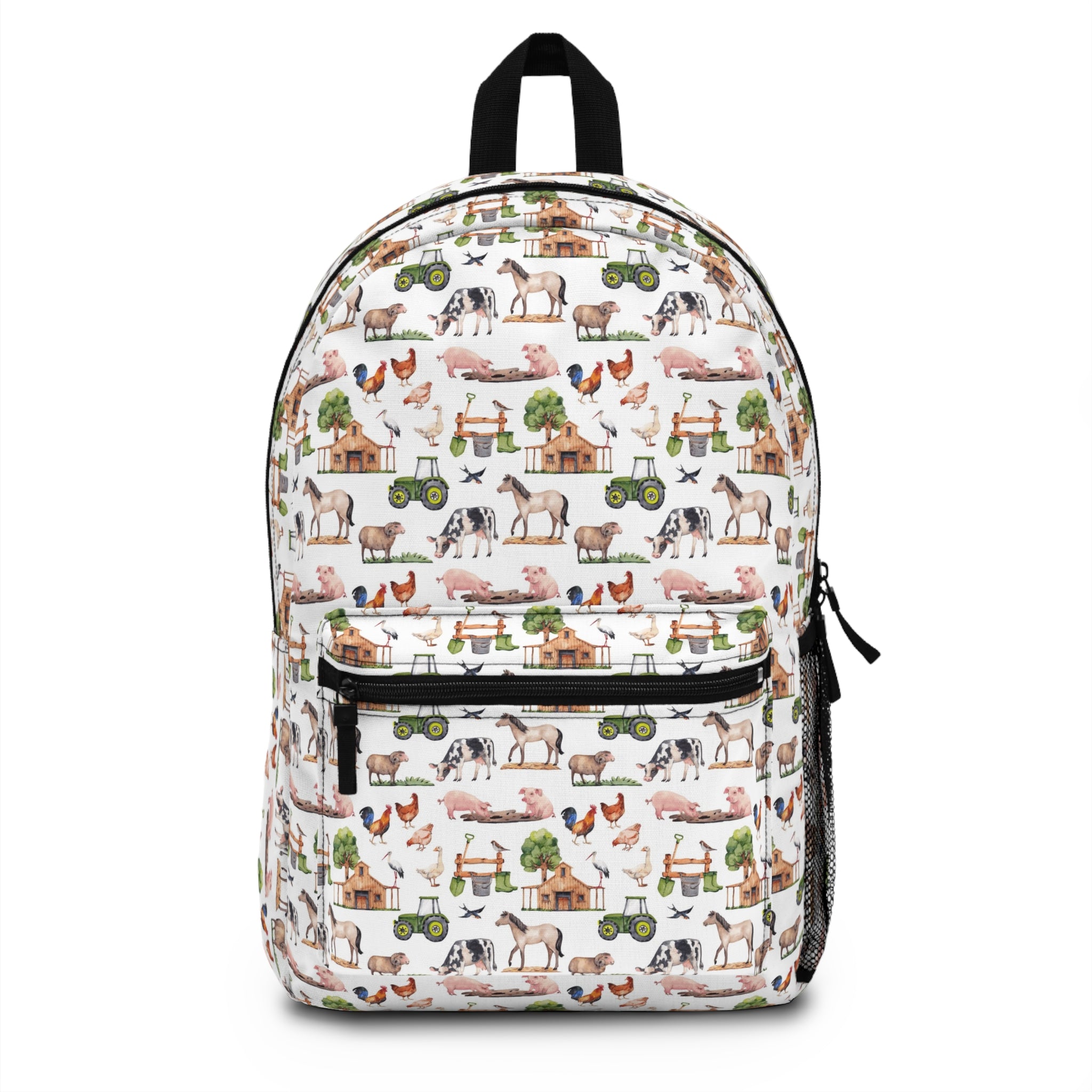 Farm Animals Pattern Backpack — Cute Country Barnyard Print School Bag