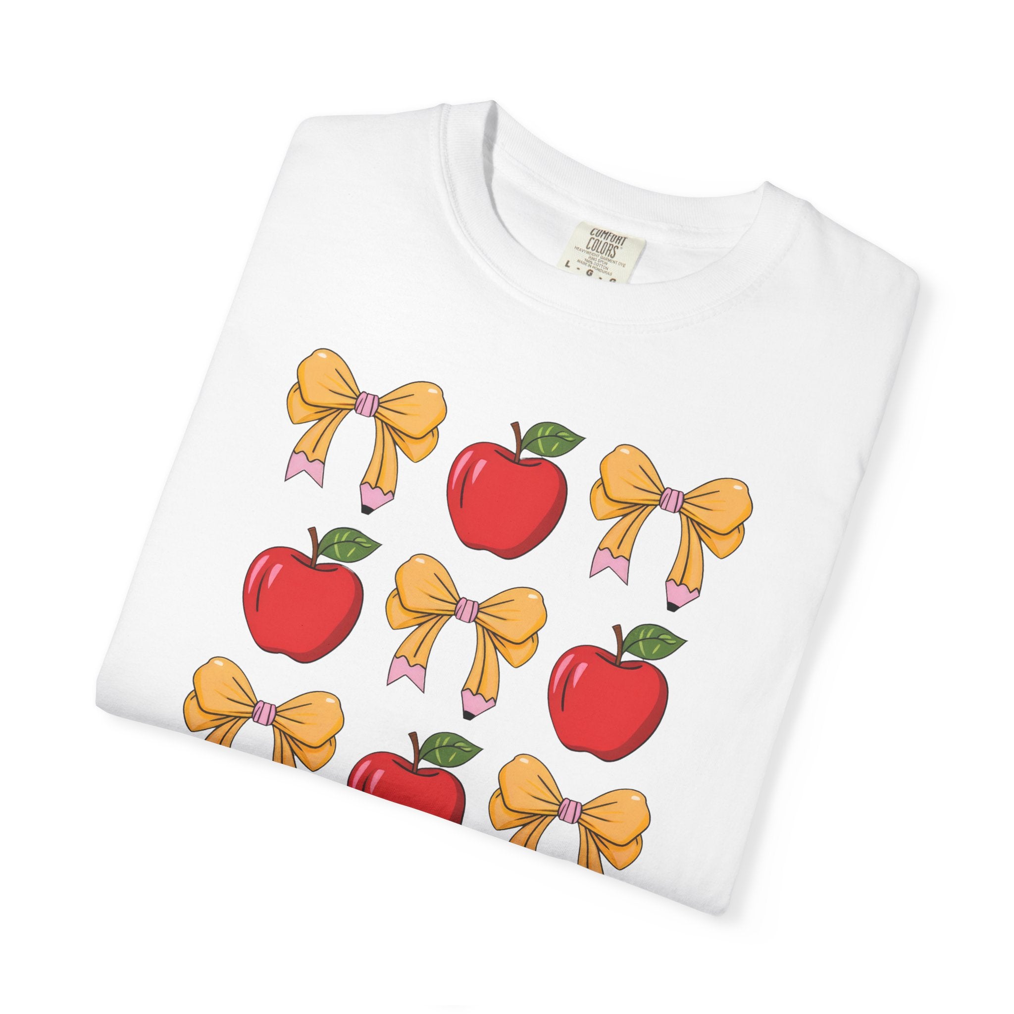 Teacher Apples & Bows T-Shirt — Cute Back-to-School Gift