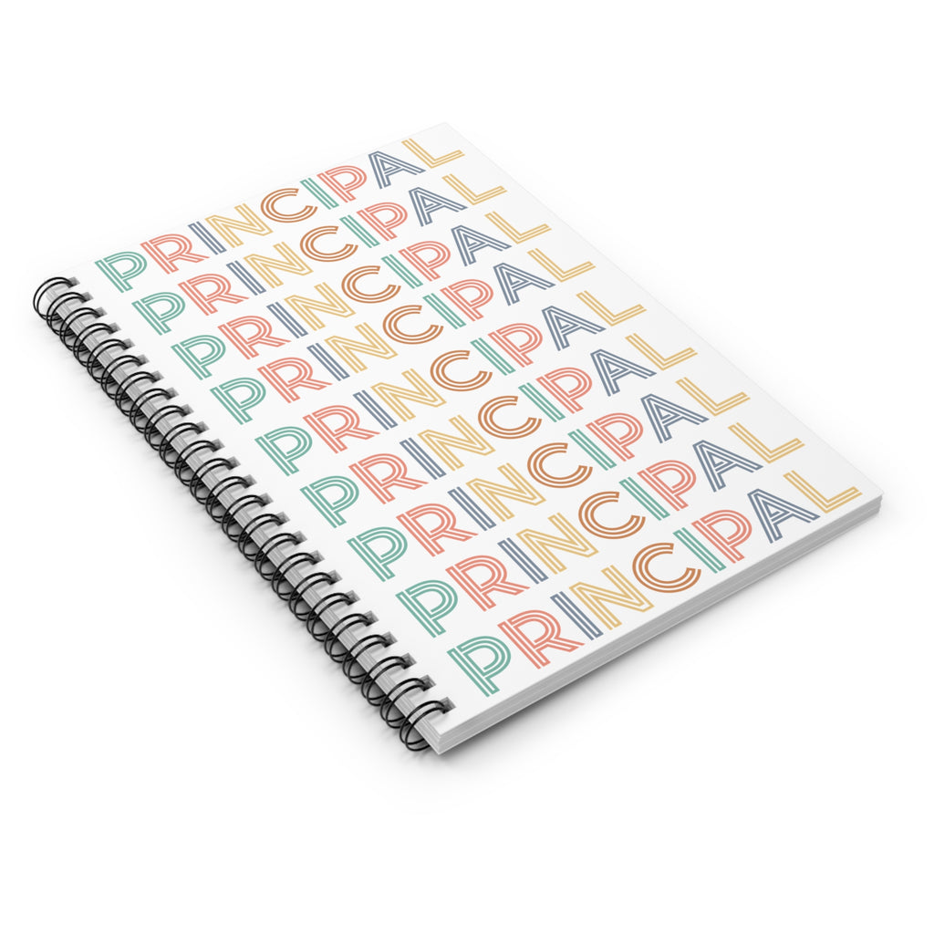 Principal Pattern Spiral Notebook — Pastel Teacher Journal, Ruled School Planner