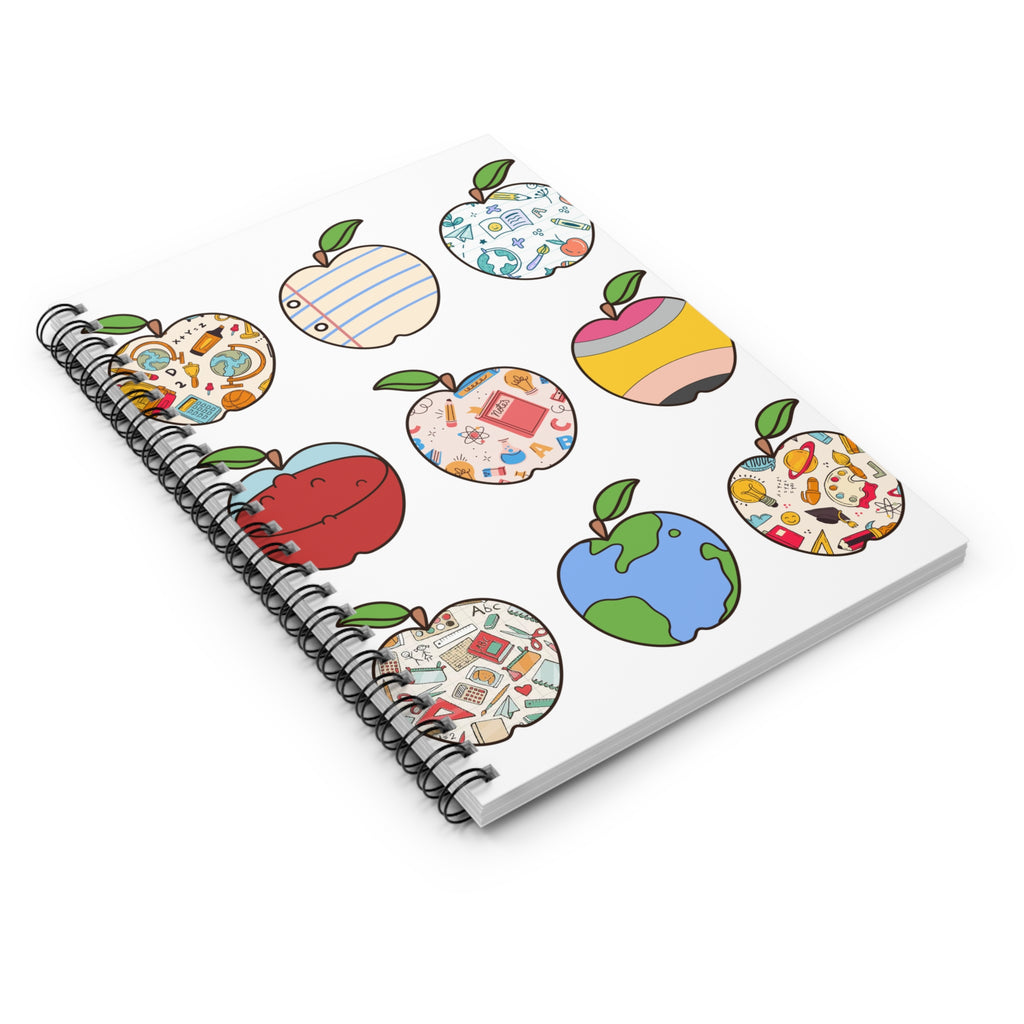 Apple Icons Spiral Notebook — Cute School-Themed Lined Journal for Students & Teachers