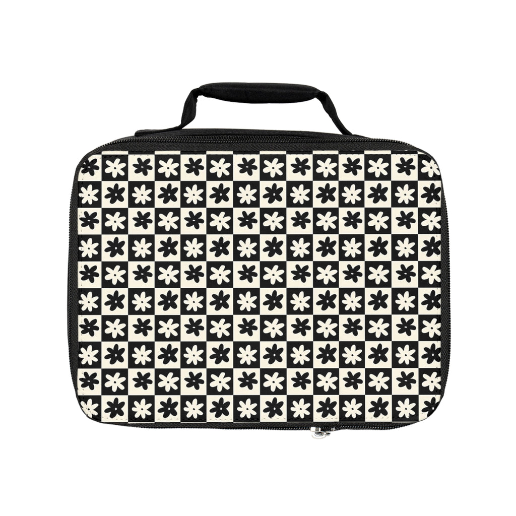 Black & White Asterisk Pattern Lunch Bag — Retro Geometric Insulated Tote