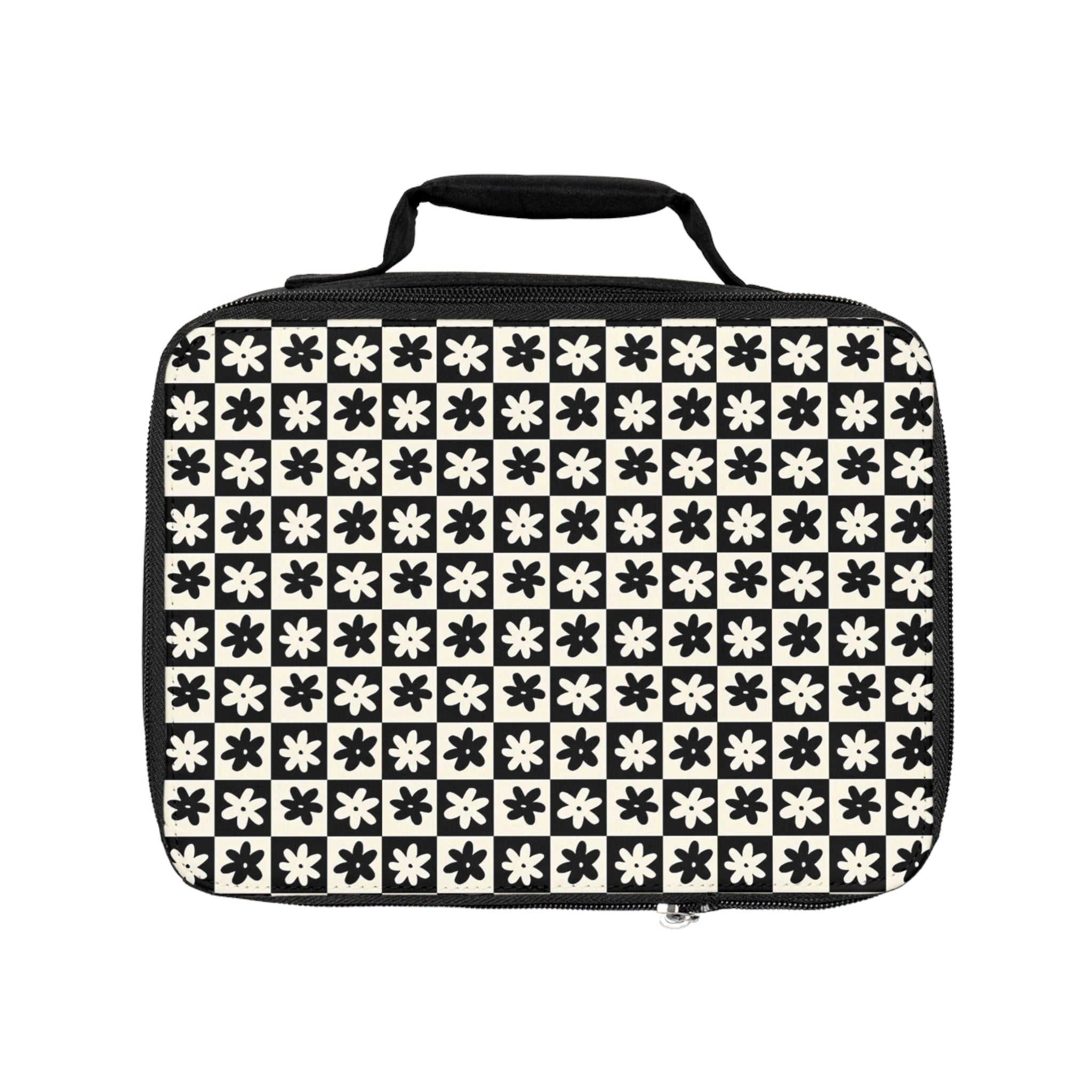 Black & White Asterisk Pattern Lunch Bag — Retro Geometric Insulated Tote
