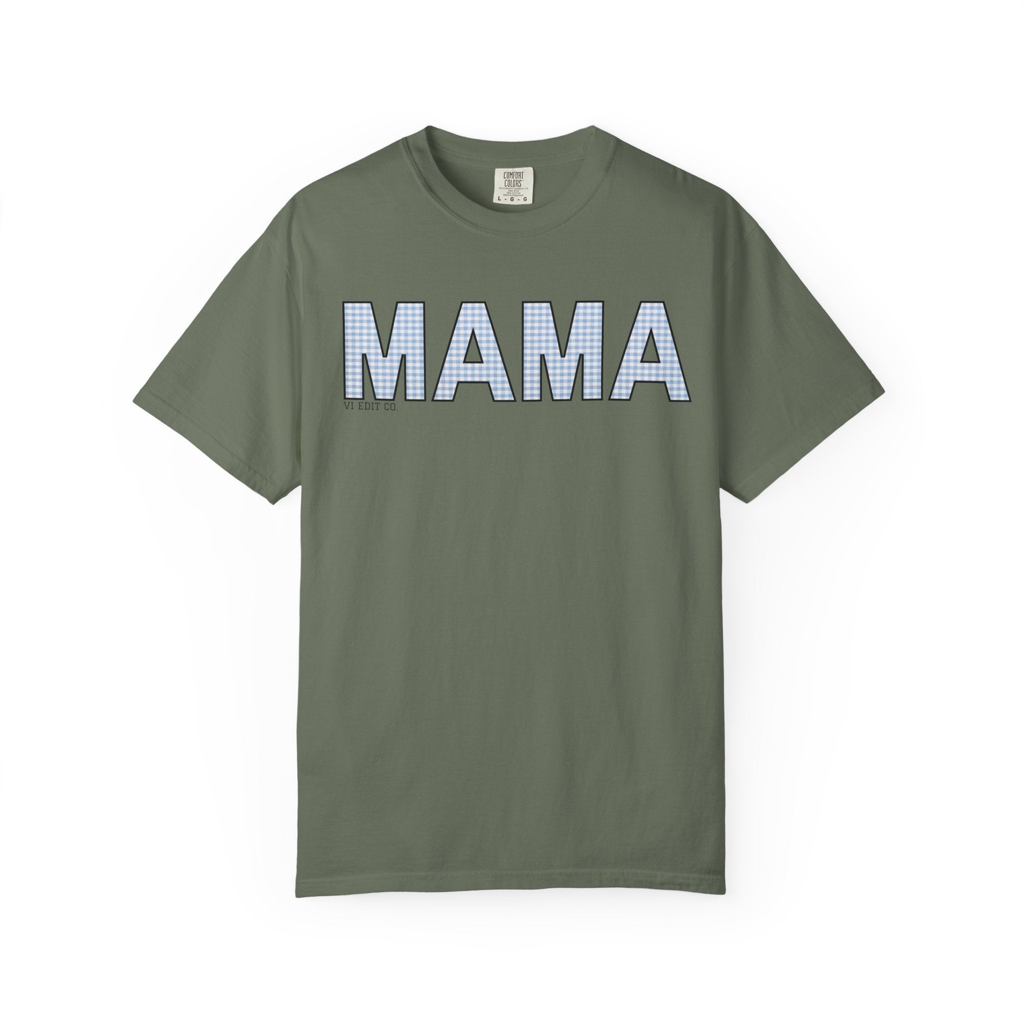 MAMA gingham block letters T-Shirt | mom shirt, mama tee