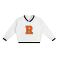 V-Neck Contrast Collar Boxy Sweatshirt