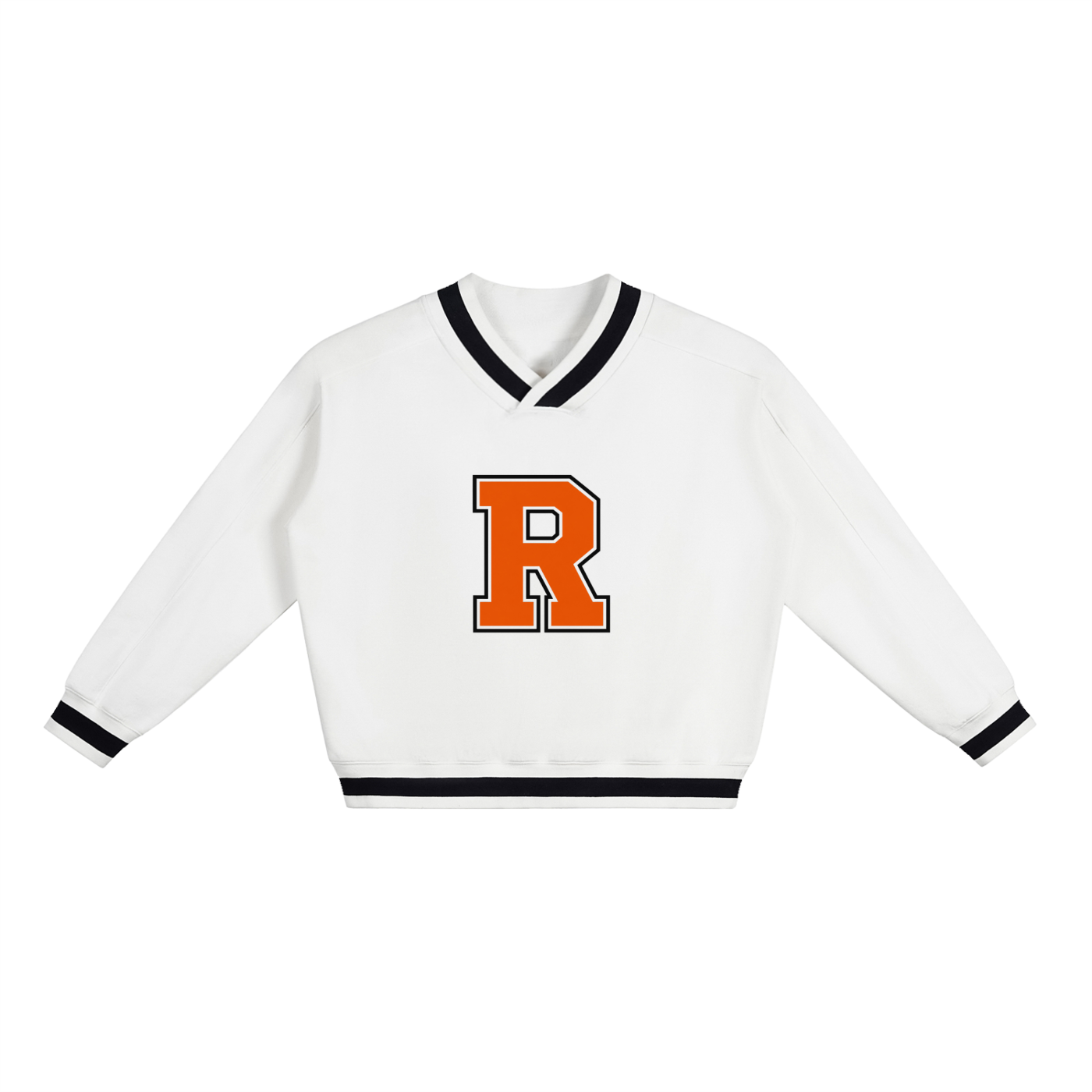 V-Neck Contrast Collar Boxy Sweatshirt