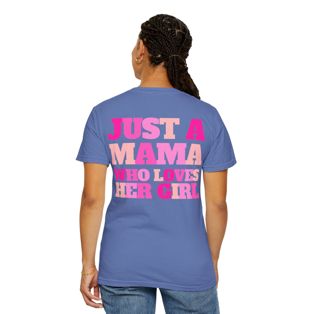 T‑Shirt — "Just a Mama Who Loves Her Girl" Pink Checker Smiley Tee