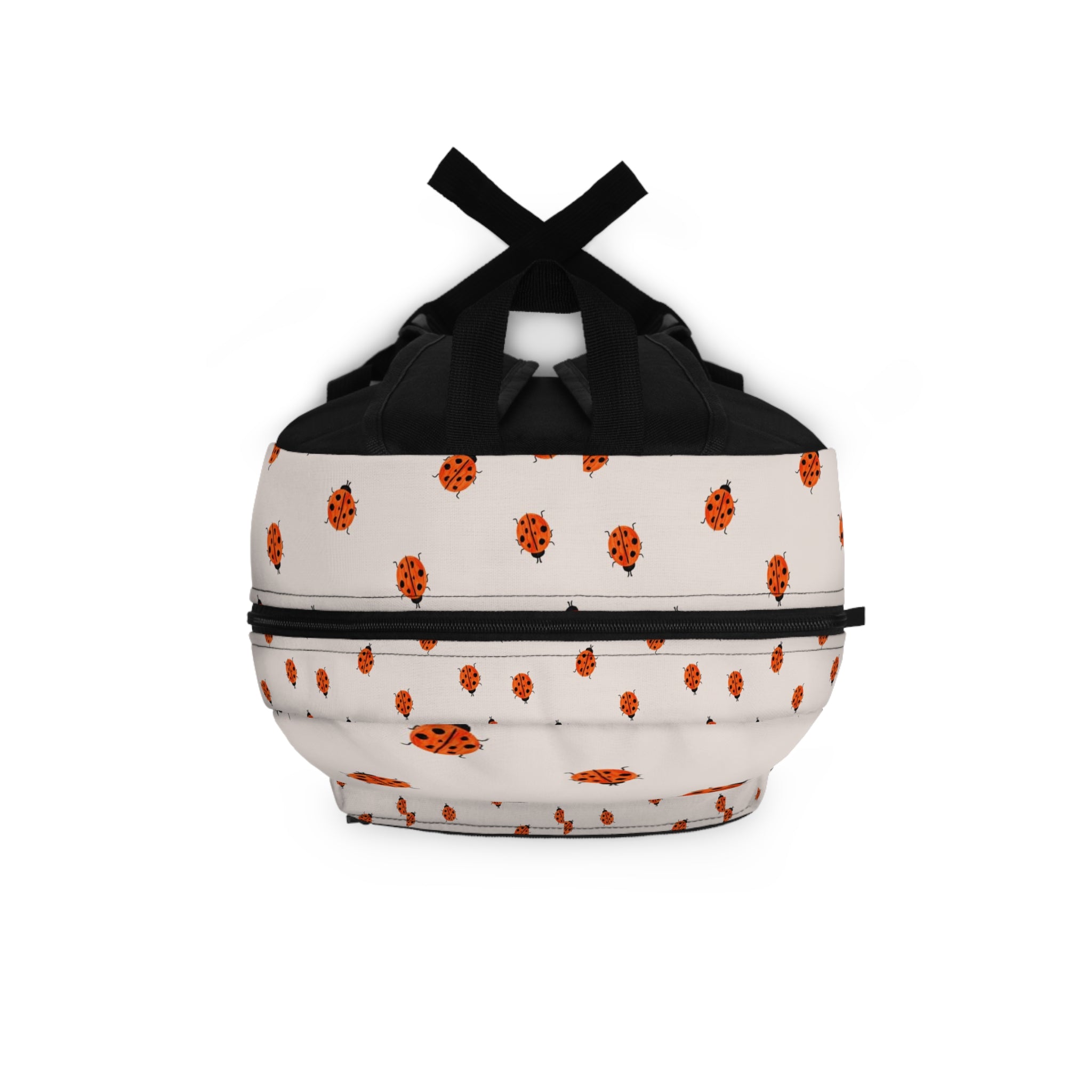 Ladybug Pattern Backpack — Cute White & Orange Bug Print School Bag