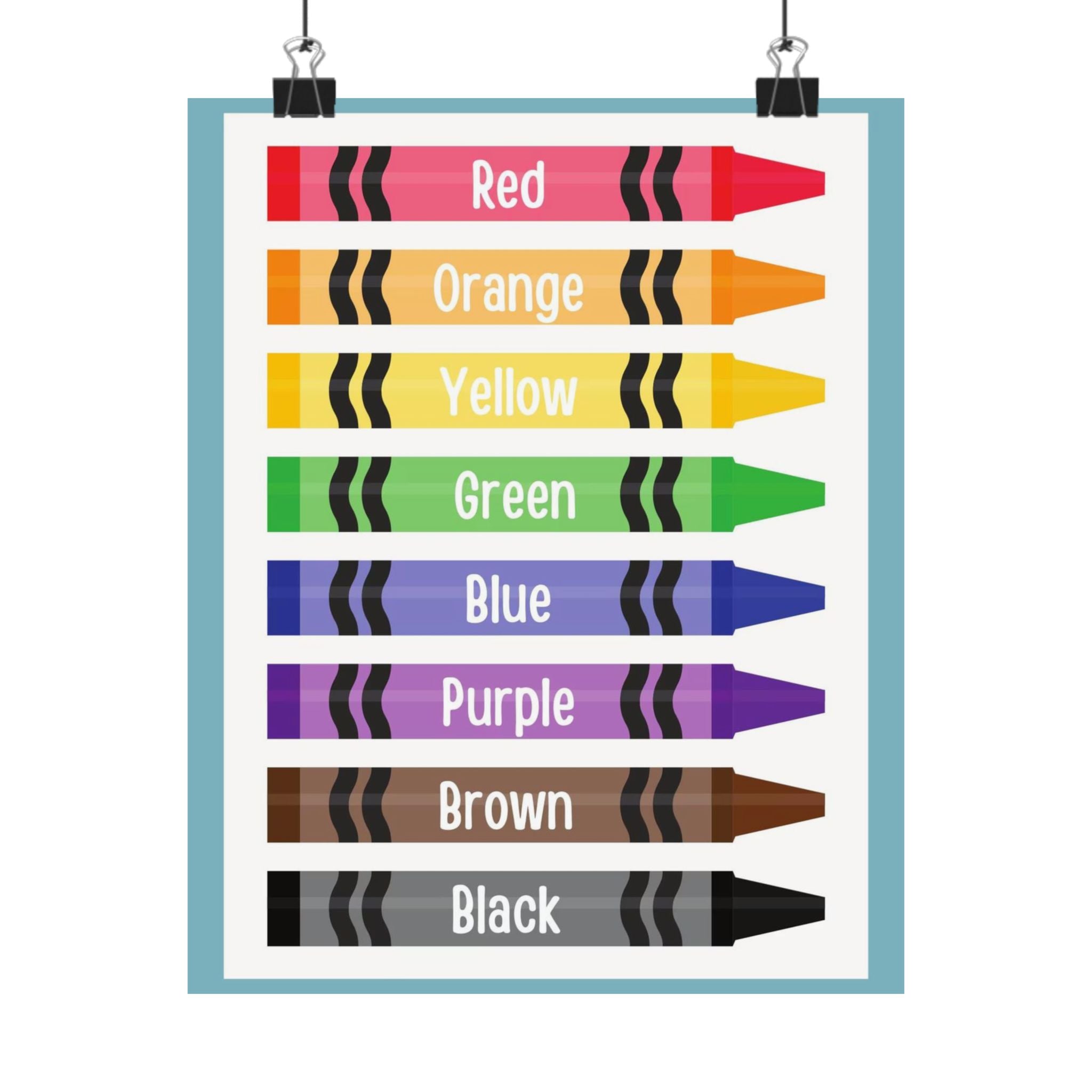 Color Crayon Chart Poster — Educational Classroom Wall Art