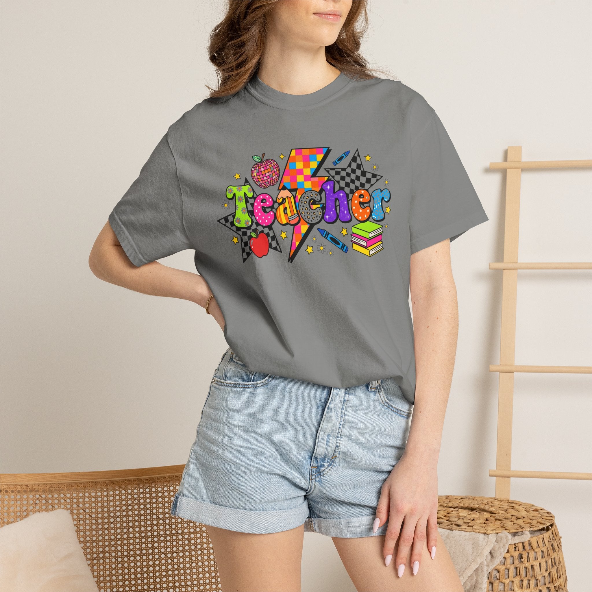 Teacher Pop Art T‑Shirt — Colorful Back-to-School Teacher Gift