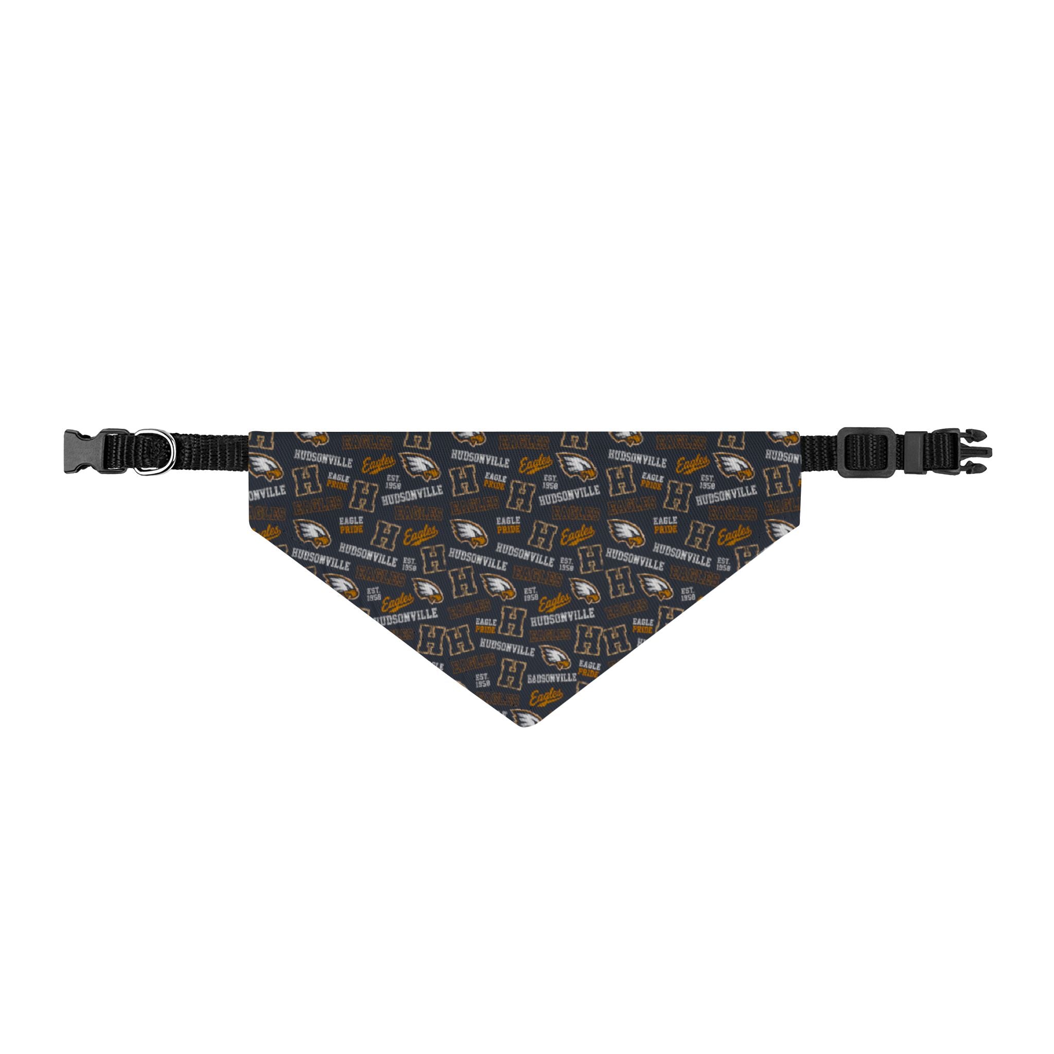 Clip-On Pet Bandana — Dark Vintage Camera Pattern Dog & Cat Accessory