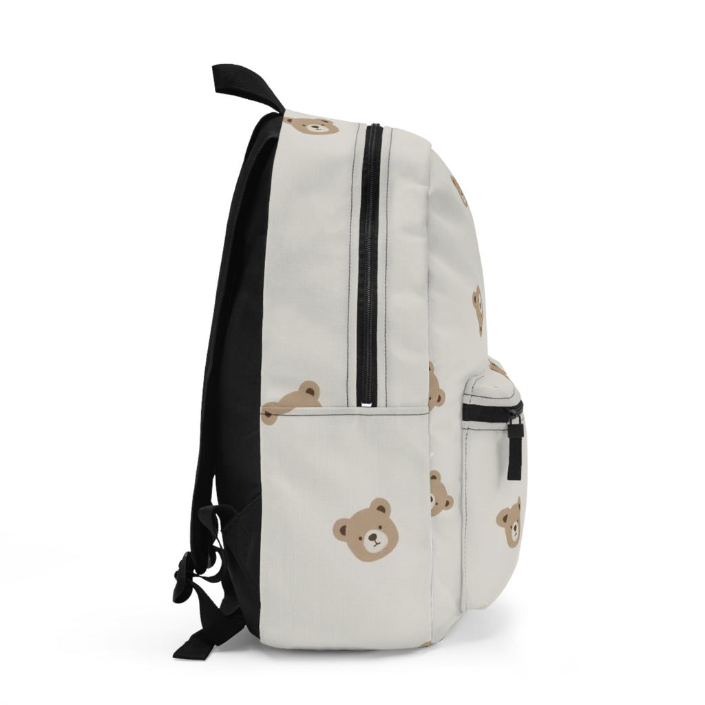 Cute Teddy Bear Pattern Backpack — Kids’ Neutral Animal Print School Bag