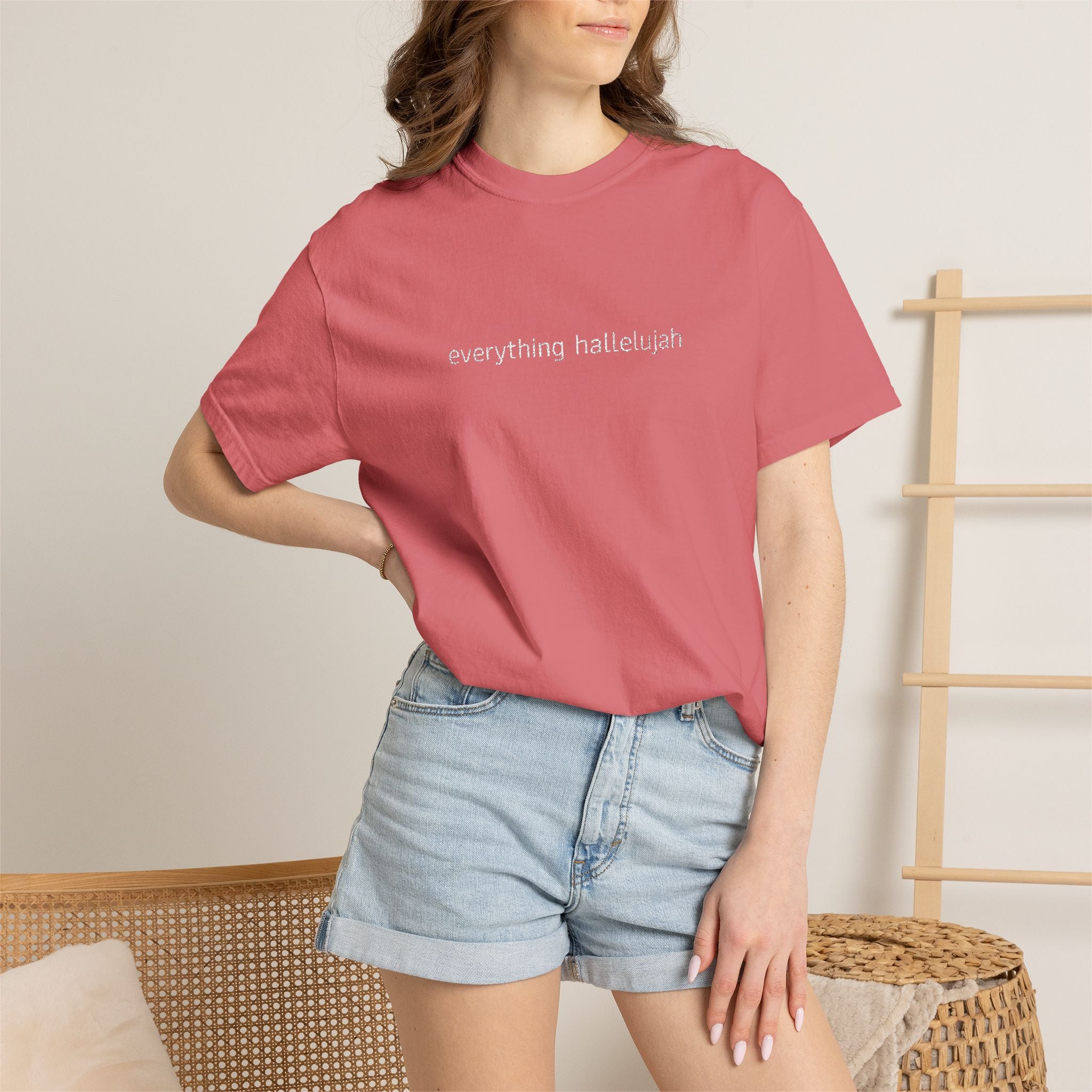 Everything Hallelujah embroidered T-shirt | religious typography, gospel