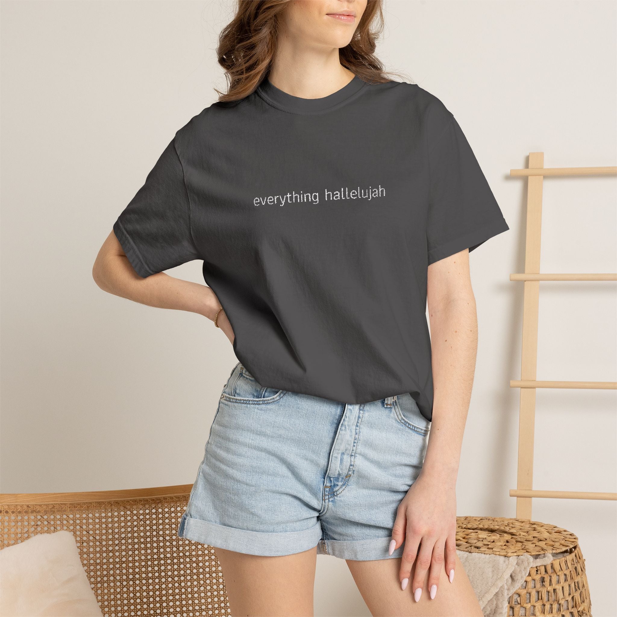 Everything Hallelujah embroidered T-shirt | religious typography, gospel