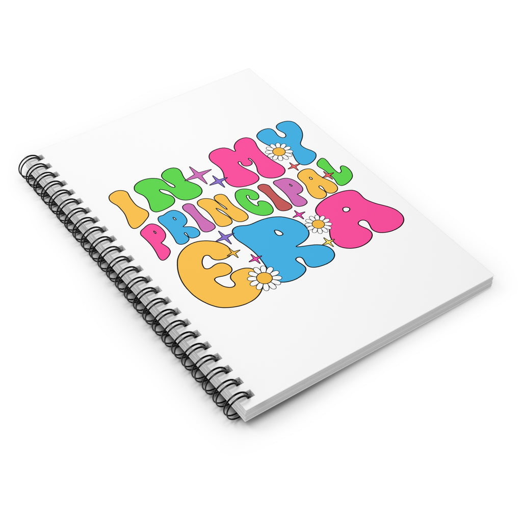 Notebook — "In My Principal Era" Colorful Retro Spiral Journal