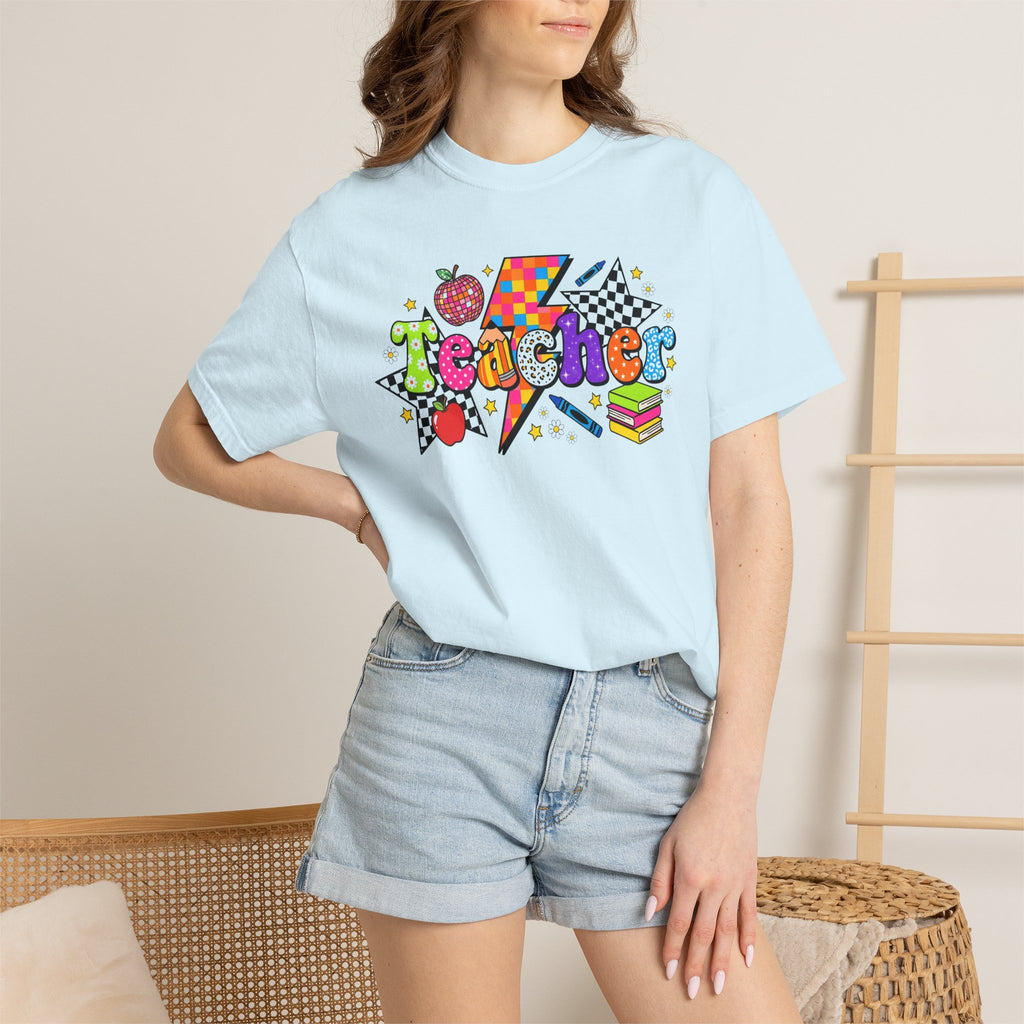 Teacher Pop Art T‑Shirt — Colorful Back-to-School Teacher Gift