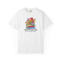 Book Lover T-Shirt — "There Is No Such Thing As Too Many Books" Floral Stack