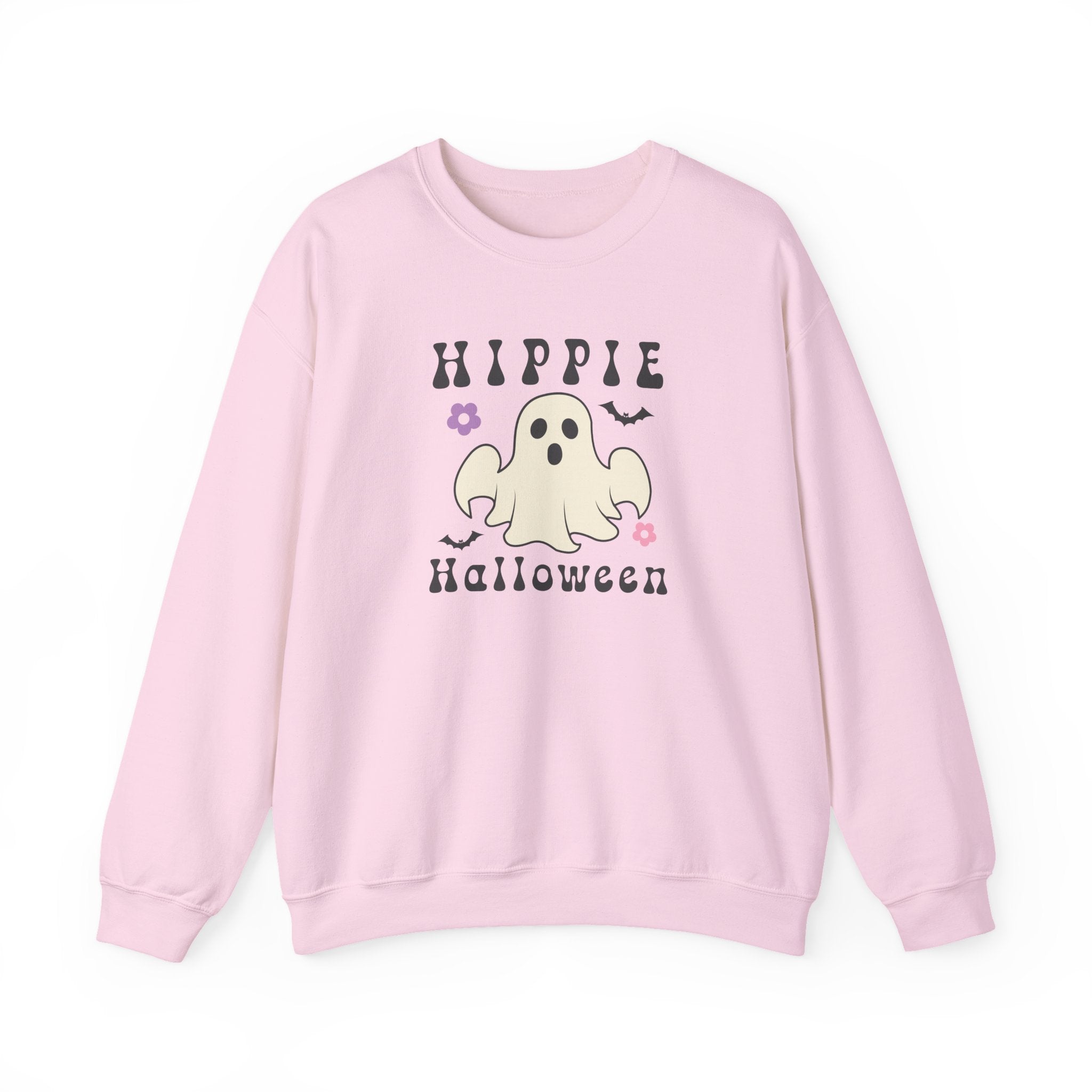 Hippie Halloween Crewneck Sweatshirt — Cute Retro Ghost Graphic