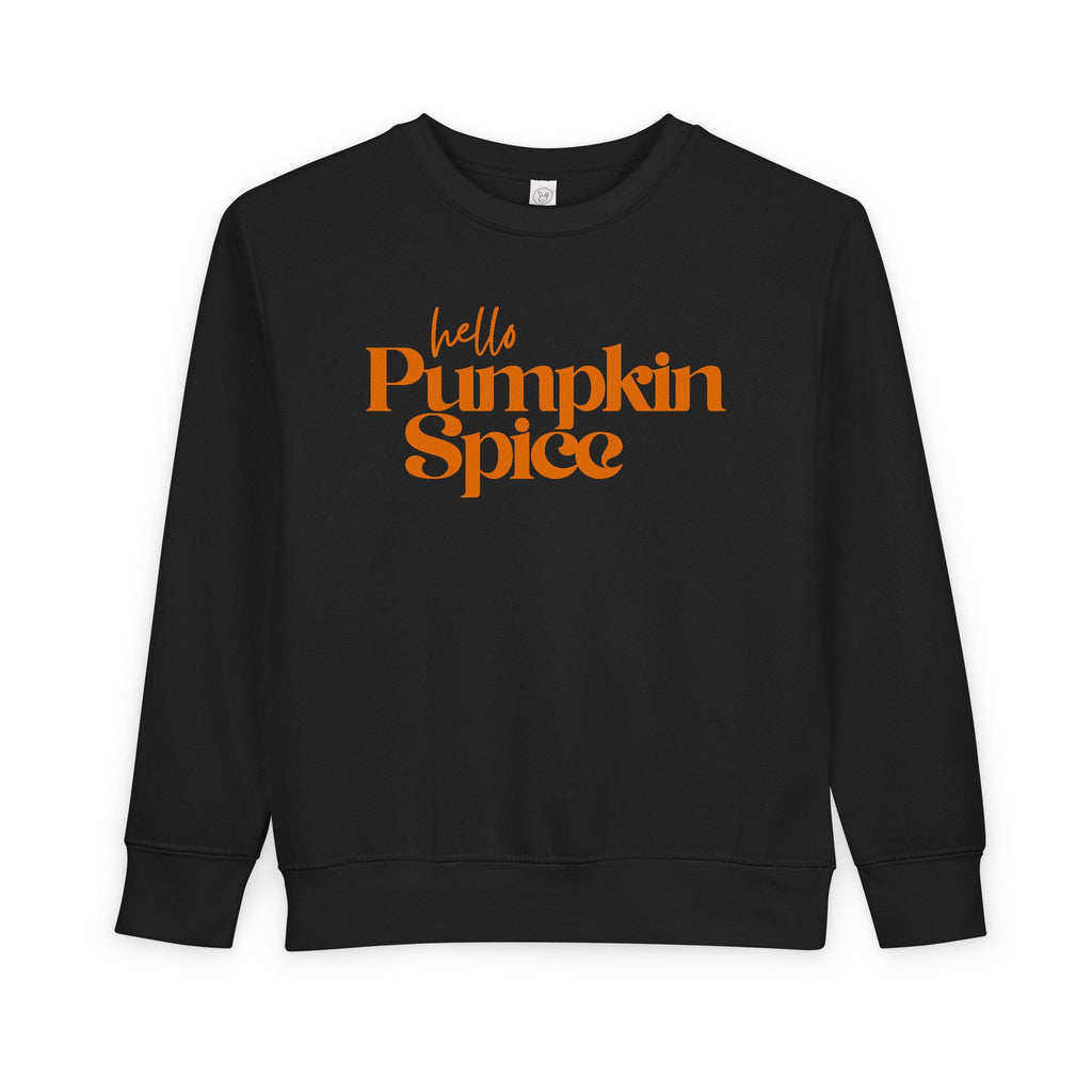 Toddler Sweatshirt - "Hello Pumpkin Spice" Fall Crewneck (Autumn Kids Sweater)