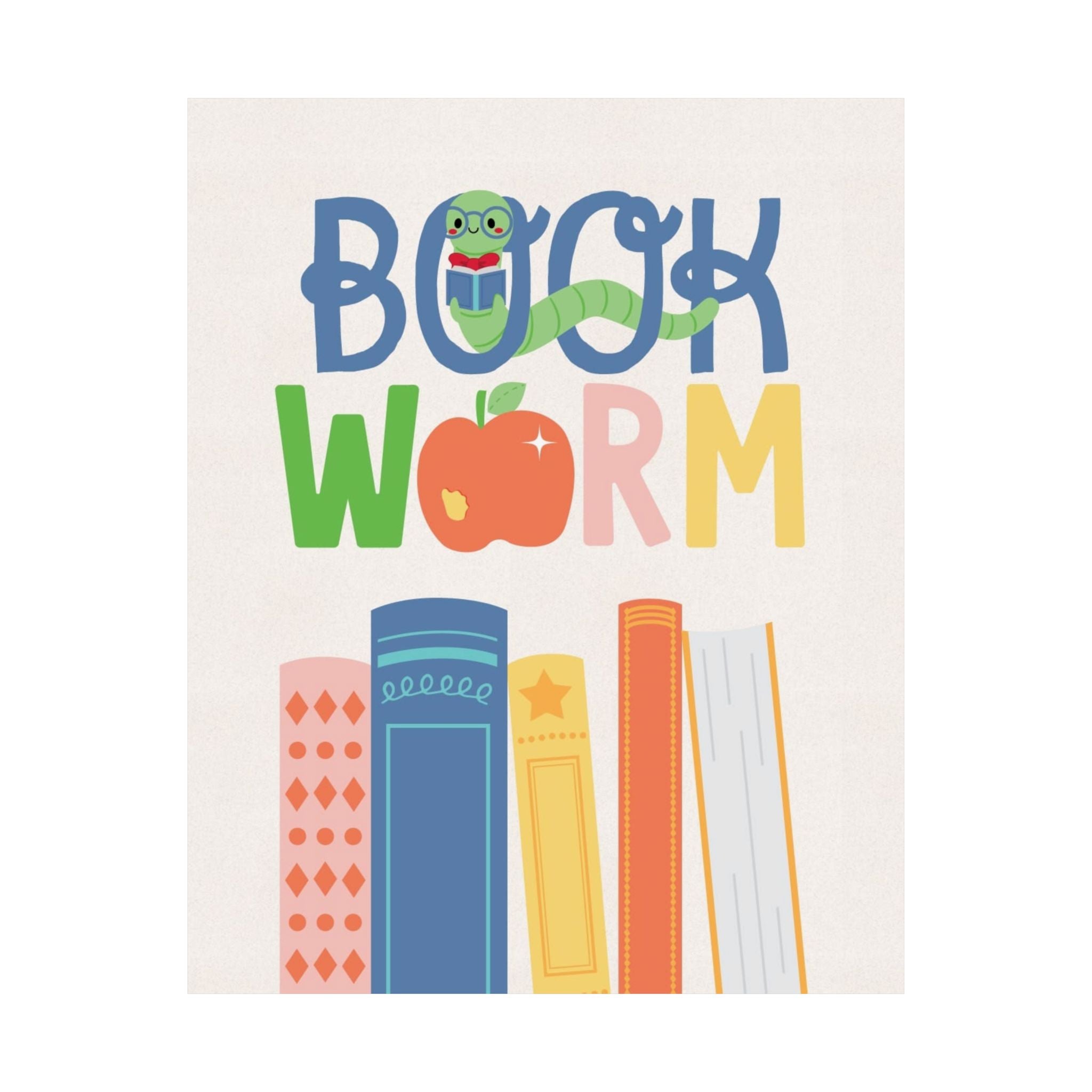Bookworm Poster — Colorful Kids Reading Wall Art