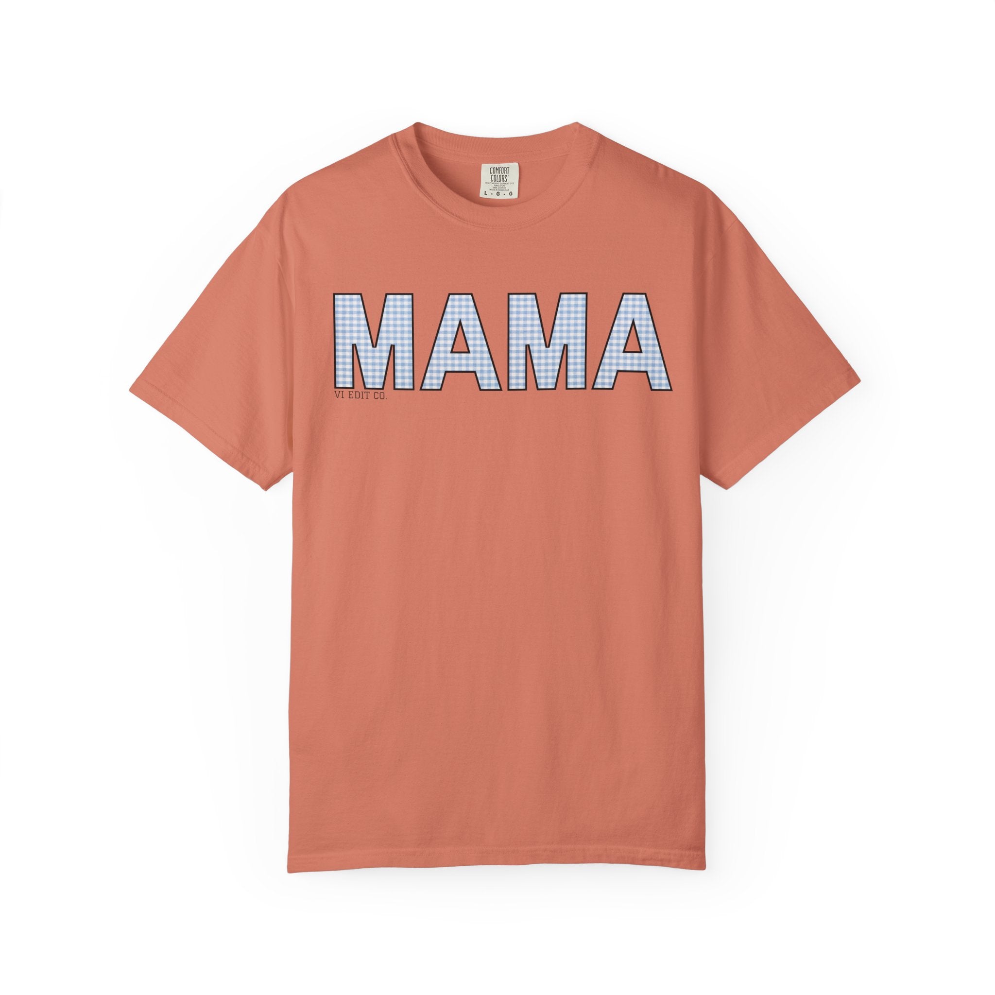 MAMA gingham block letters T-Shirt | mom shirt, mama tee