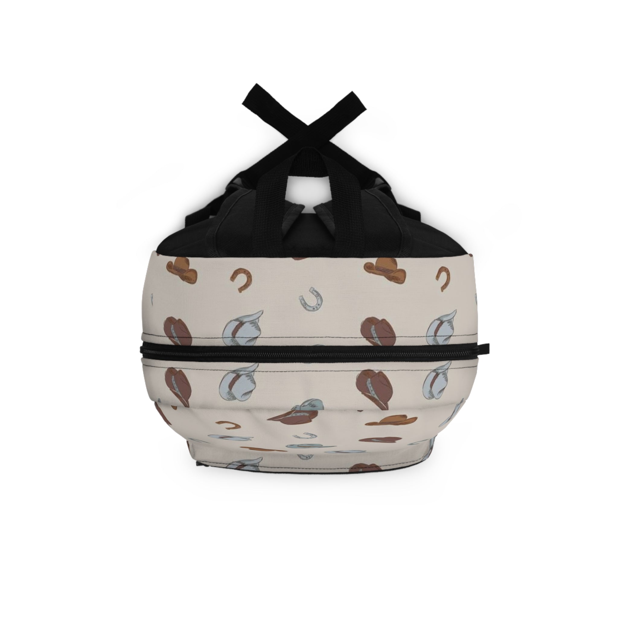 Cowboy Hat Pattern Backpack — Western Horseshoe Print School & Travel Bag