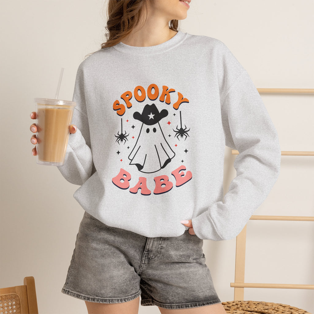 Spooky Babe Crewneck Sweatshirt — Cute Halloween Ghost Pullover