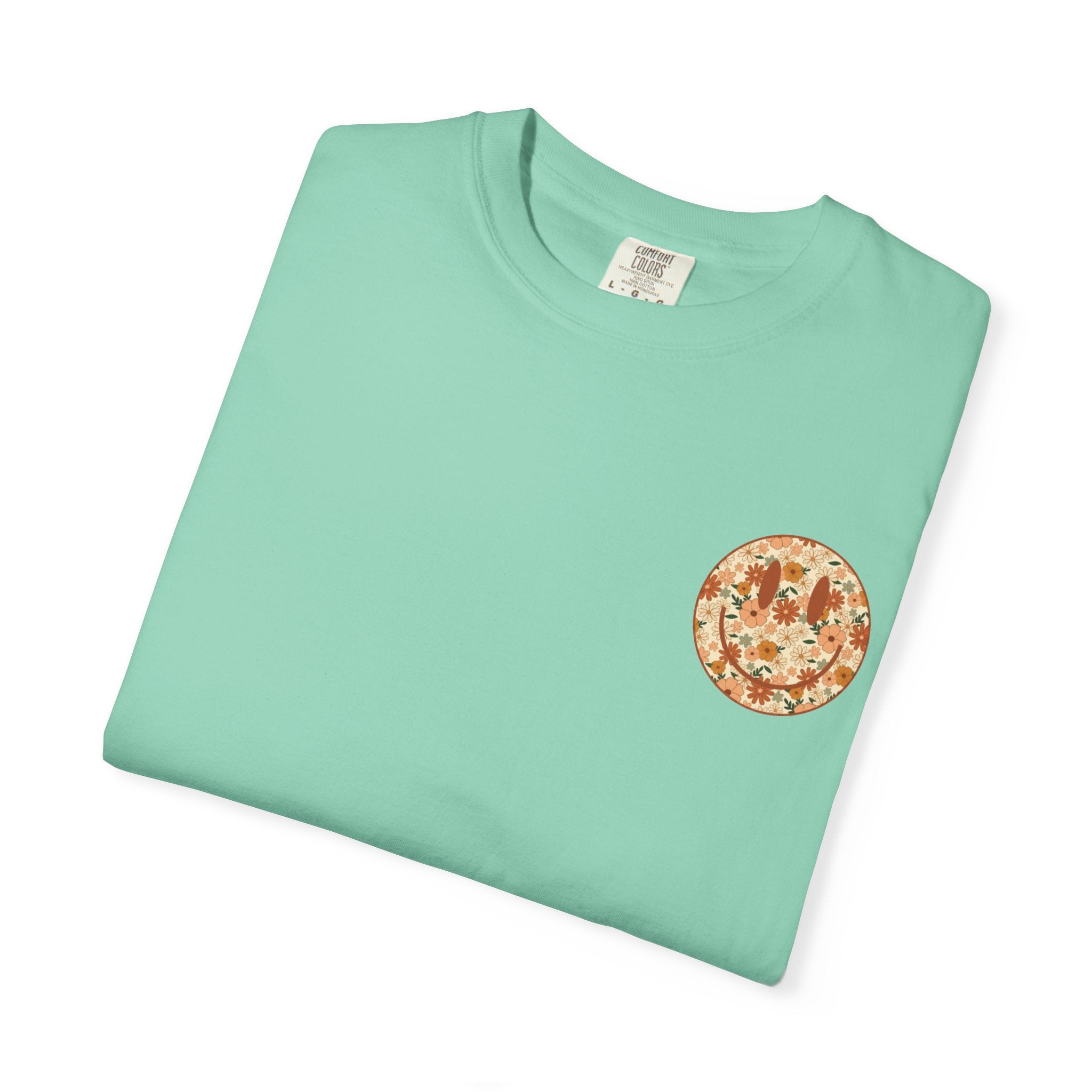 Teacher Assistant Floral Smiley T-Shirt | Retro Typography, Fall Colors