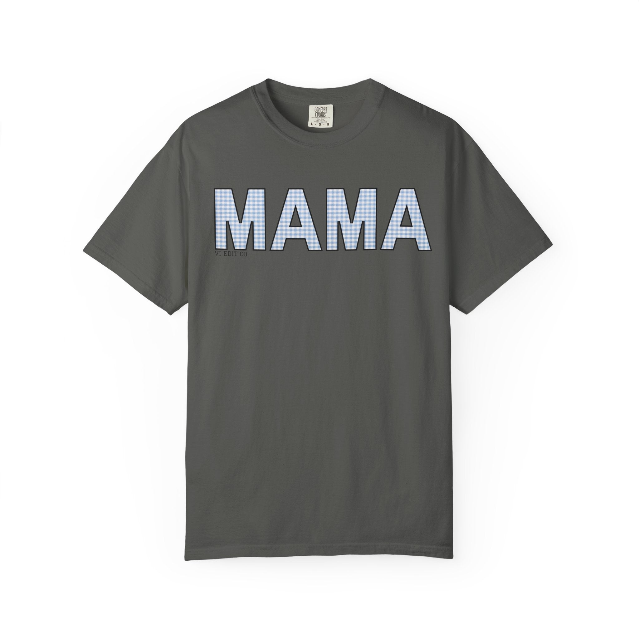 MAMA gingham block letters T-Shirt | mom shirt, mama tee