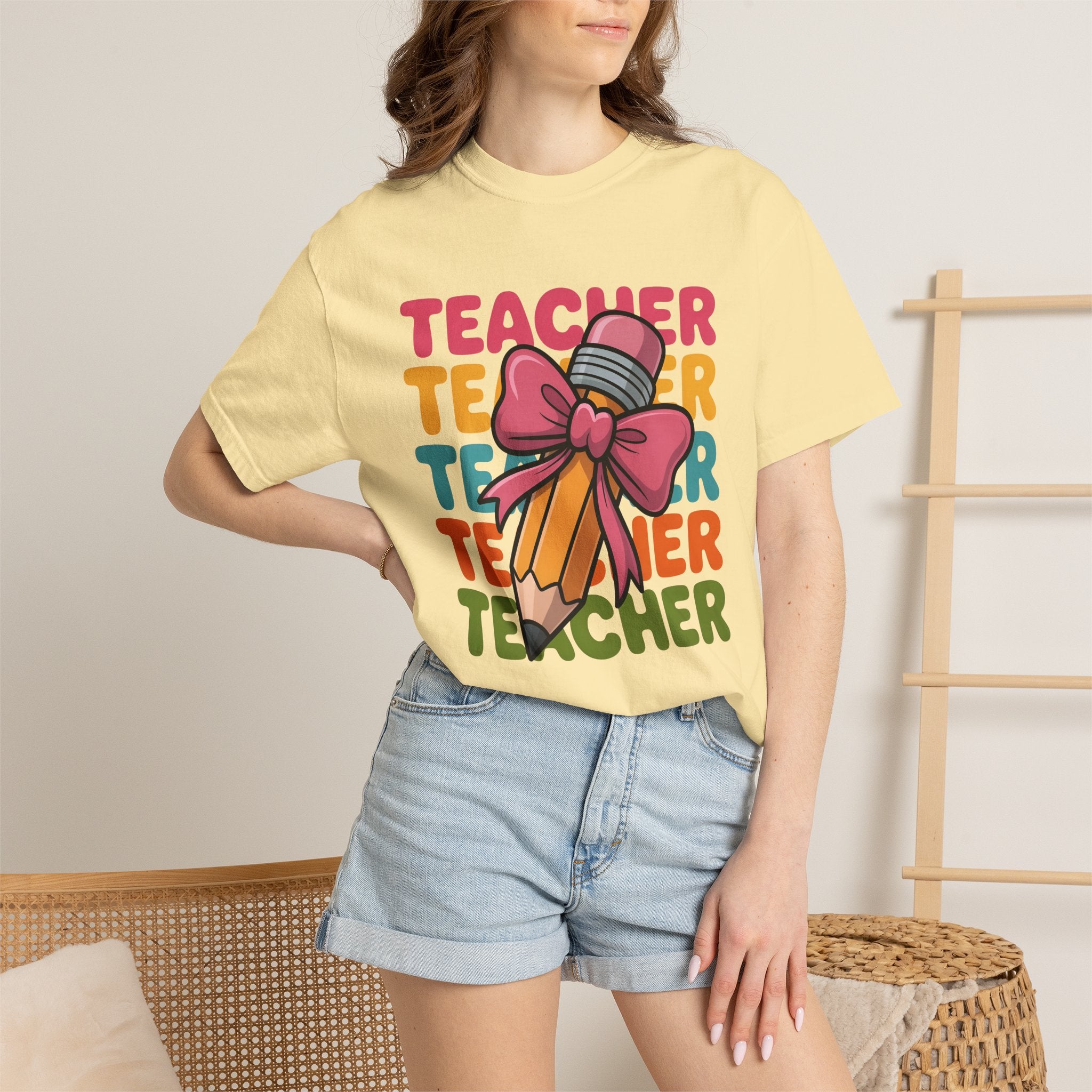Teacher Pencil Bow Tee