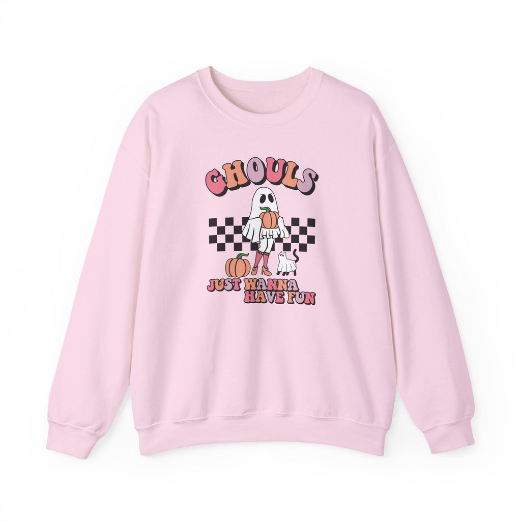 Ghoul Crewneck Sweatshirt — “Ghouls Just Wanna Have Fun” Retro Halloween Pullover