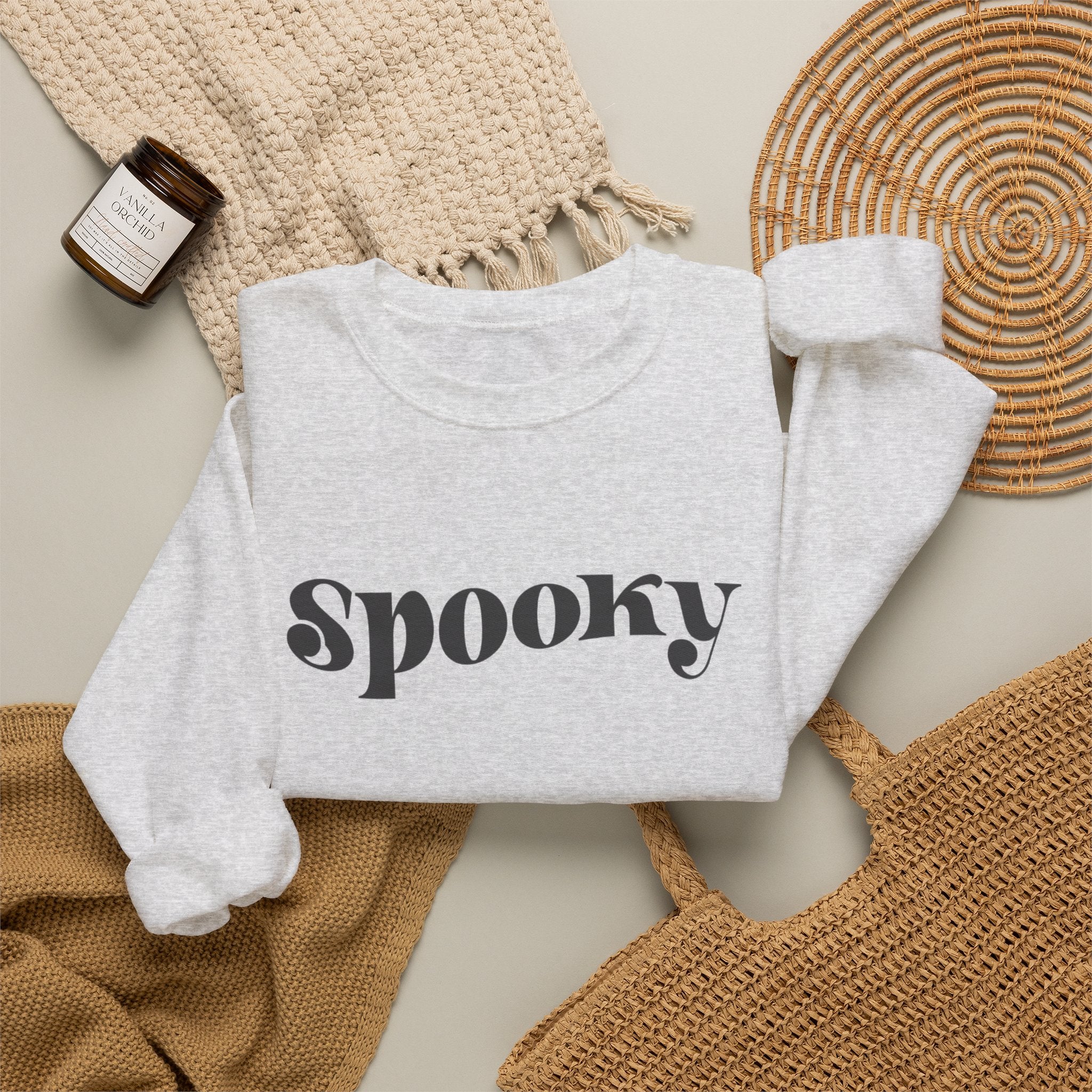 Spooky Crewneck Sweatshirt — Minimal Halloween Pullover