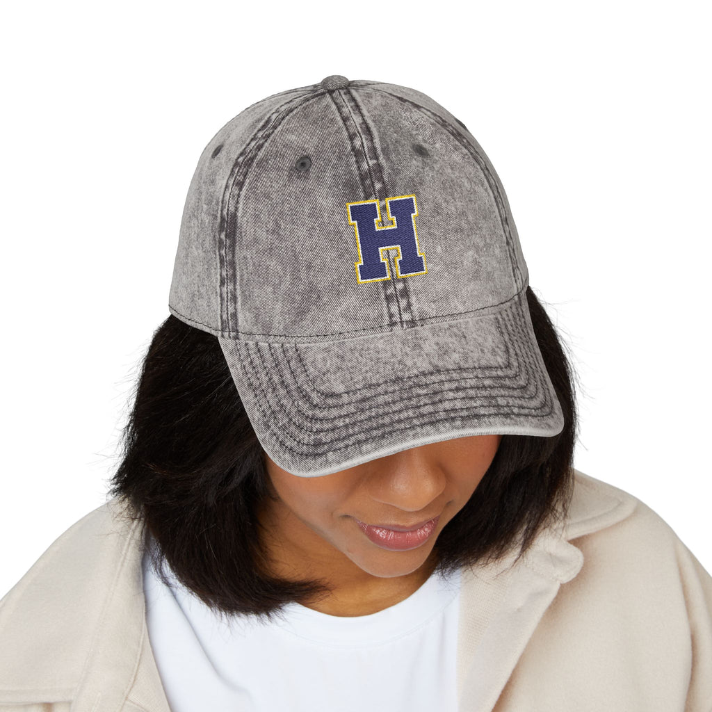 Vintage Embroidered 'H' Cap — Washed Grey Baseball Hat