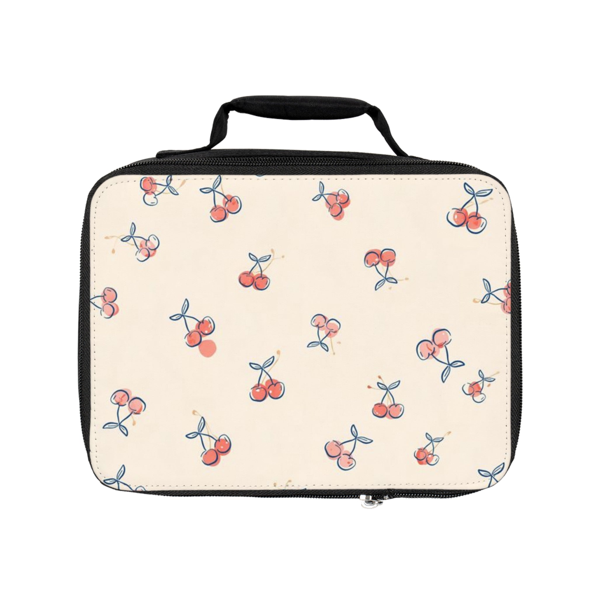 Cherry Pattern Lunch Bag — Cute Retro Fruit Insulated Lunchbox