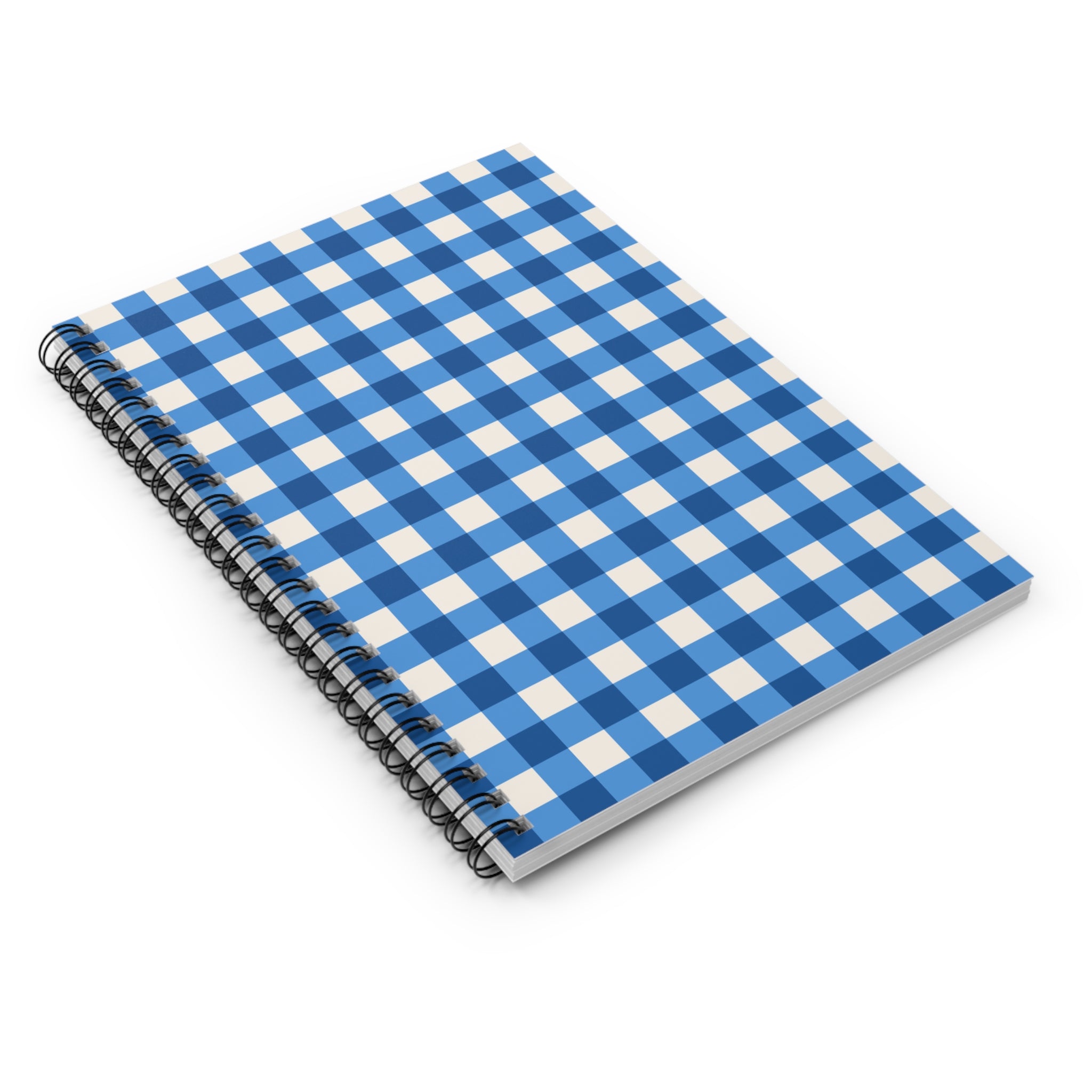 Blue Gingham Spiral Notebook – Ruled Journal for School, Notes & Planning