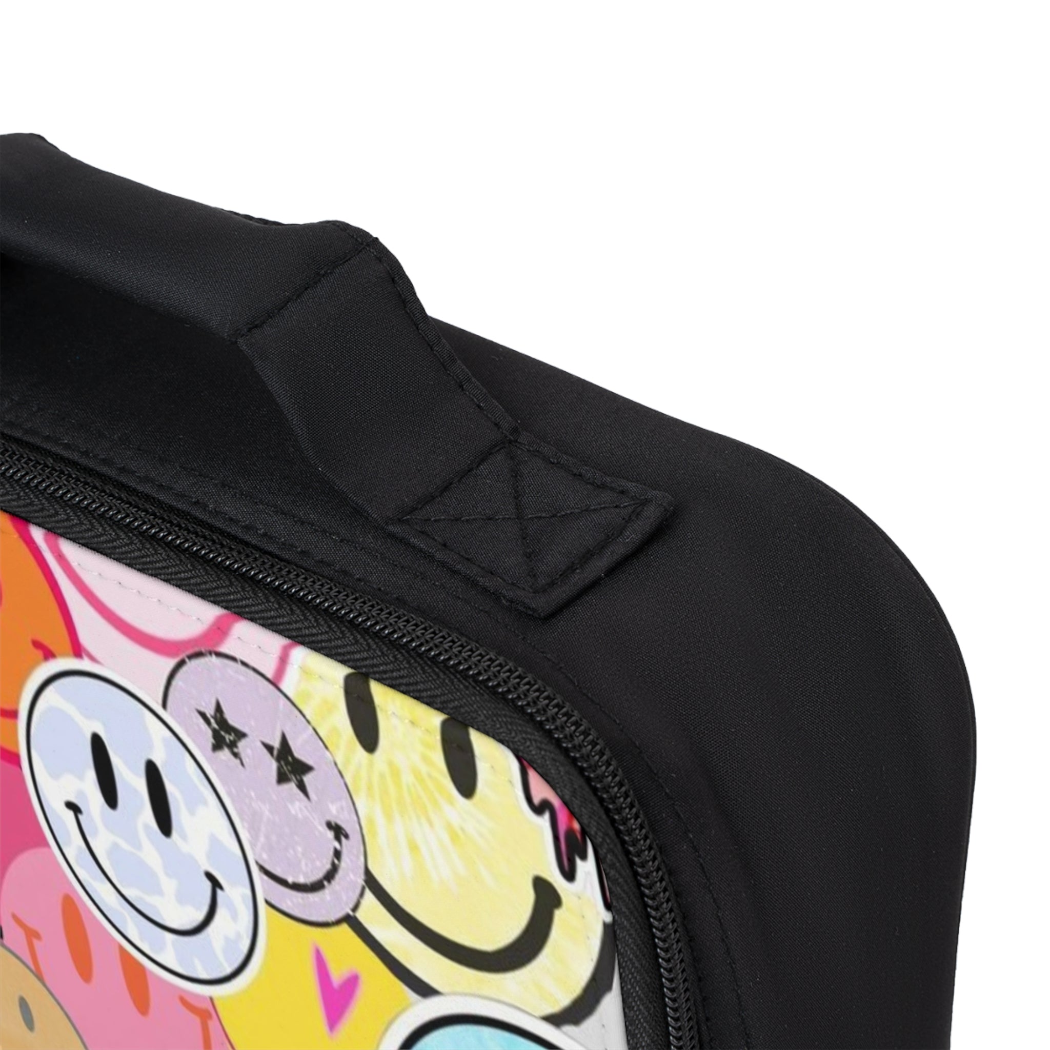 Smiley Face Pattern Lunch Bag — Colorful Retro Happy Faces Insulated Tote