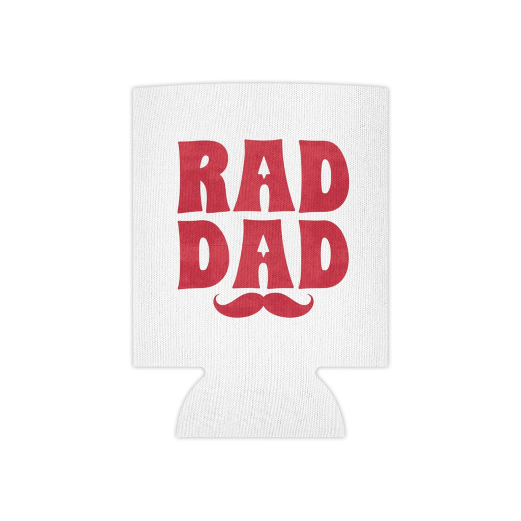 Can Cooler – "Rad Dad" Red Retro Mustache Beer Can Koozie | Father's Day Gift
