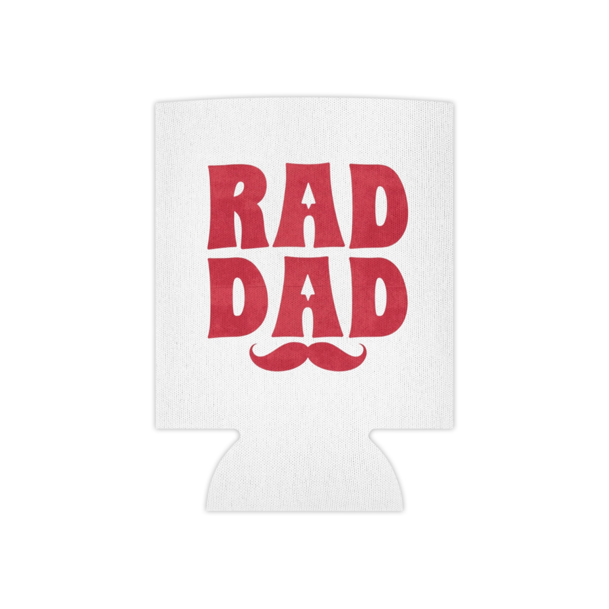 Can Cooler – "Rad Dad" Red Retro Mustache Beer Can Koozie | Father's Day Gift