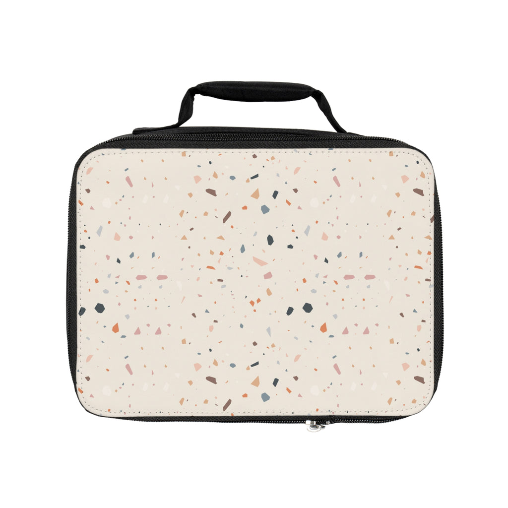 Terrazzo Pattern Insulated Lunch Bag — Beige Speckled Bento Cooler