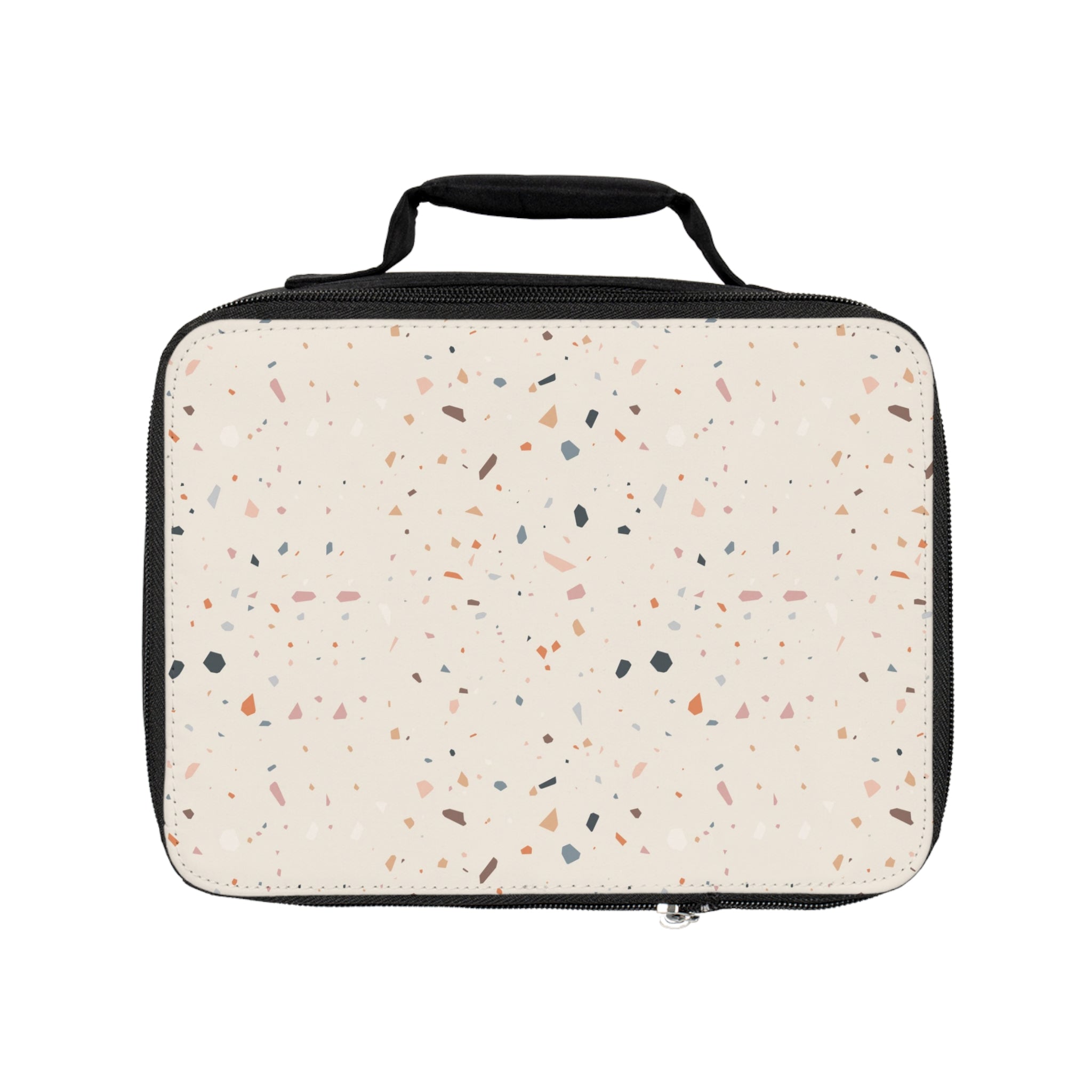 Terrazzo Pattern Insulated Lunch Bag — Beige Speckled Bento Cooler