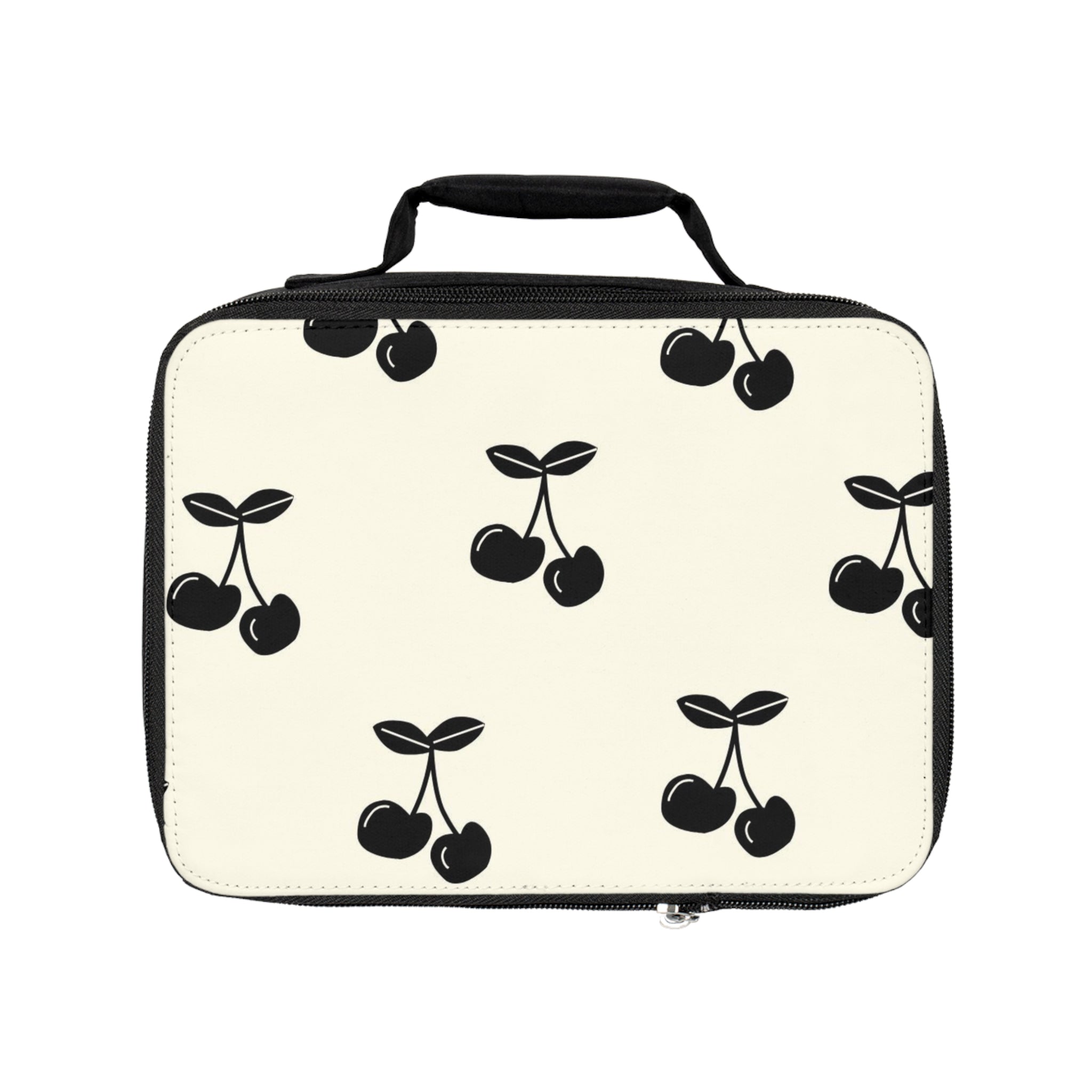 Cherry Pattern Lunch Bag — Retro Black Cherry Insulated Tote