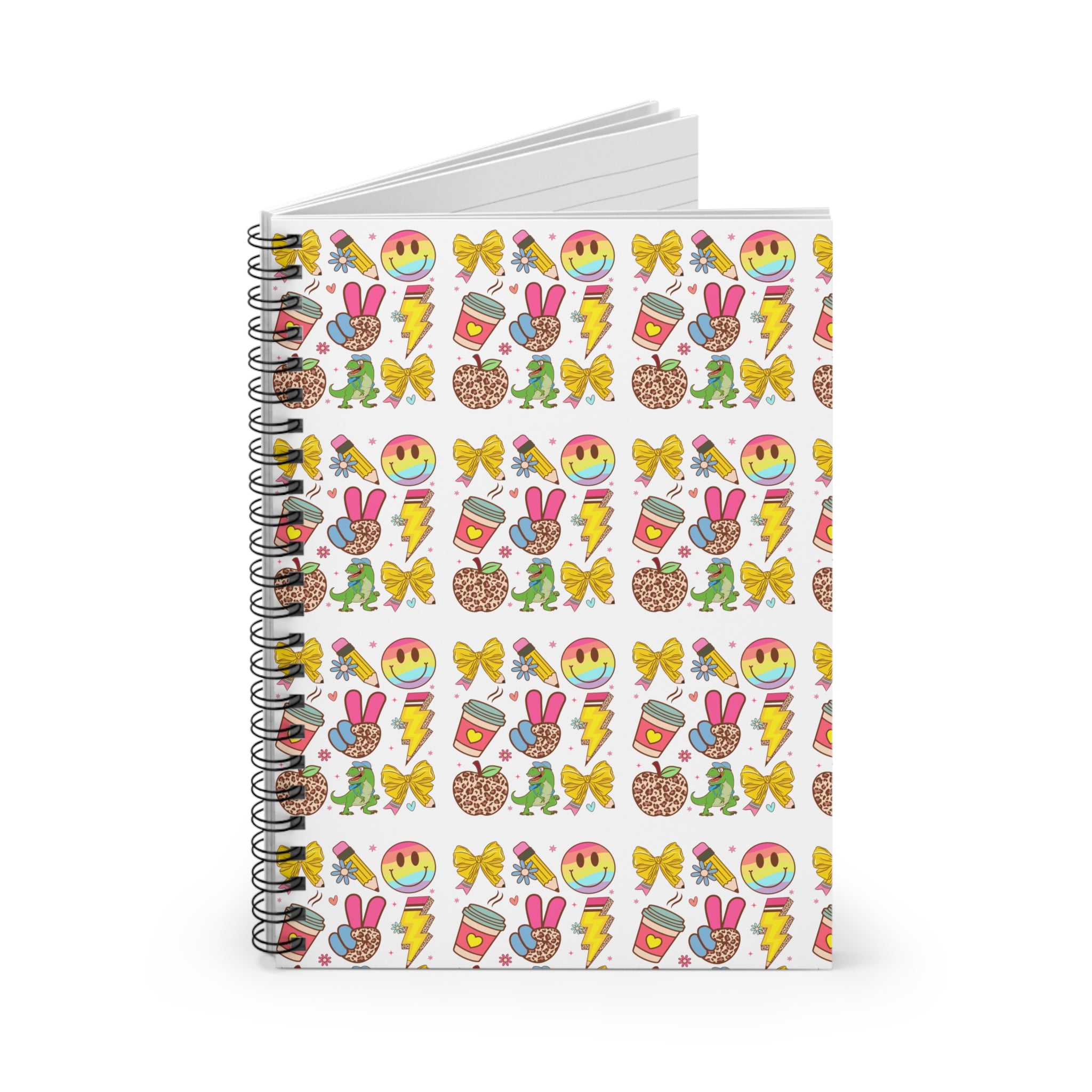 Cute Emoji Pattern Spiral Notebook — Fun School & Journal Ruled Notebook
