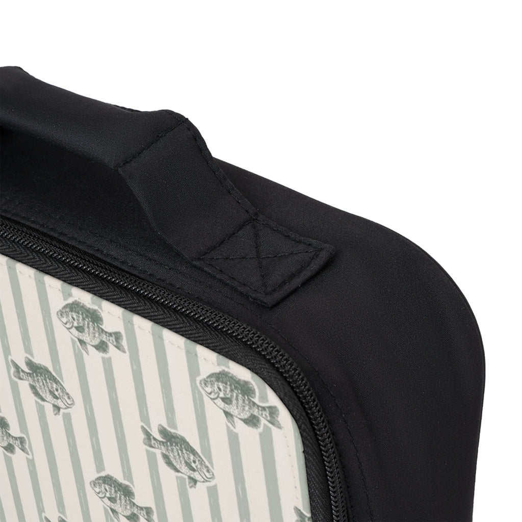Fish Pattern Lunch Bag — Vintage Nautical Striped Insulated Lunchbox