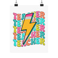 Teacher Lightning Bolt Poster — Colorful Retro Teacher Appreciation Wall Art