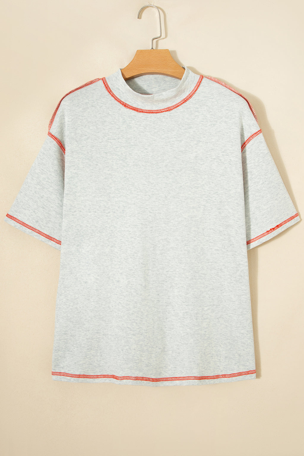 Light Grey Reversible Contrast-Stitched T-Shirt