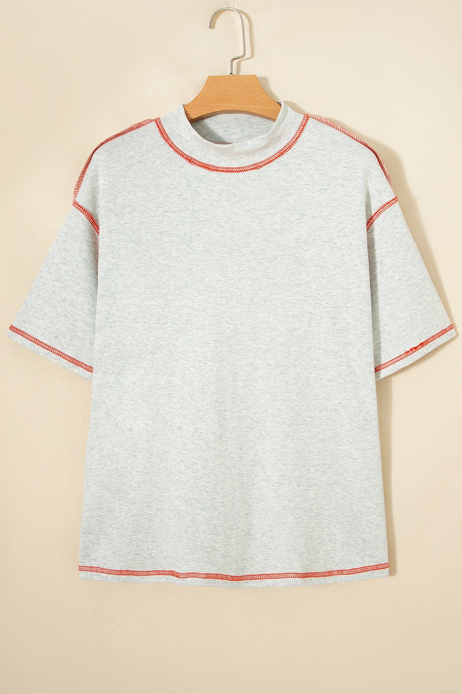 Light Grey Reversible Contrast-Stitched T-Shirt