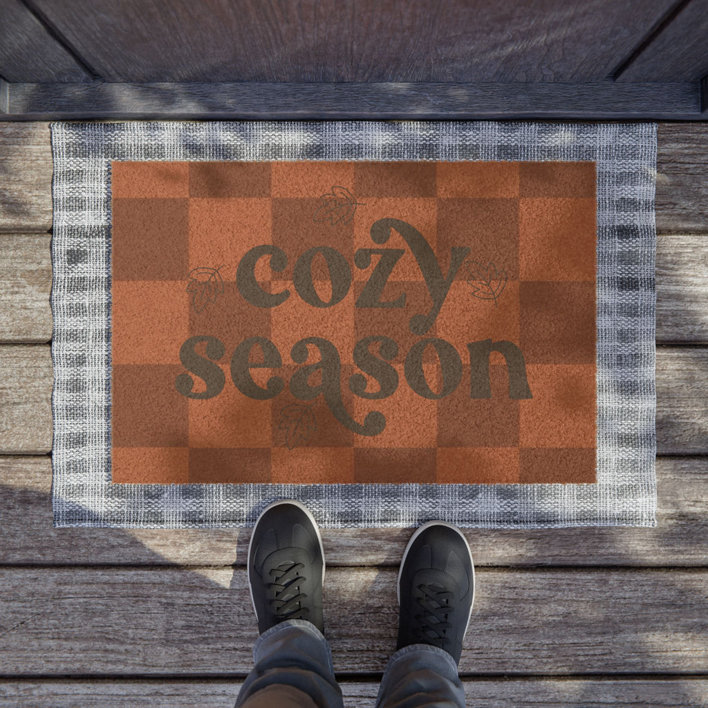 Cozy Season Checkered Welcome Mat