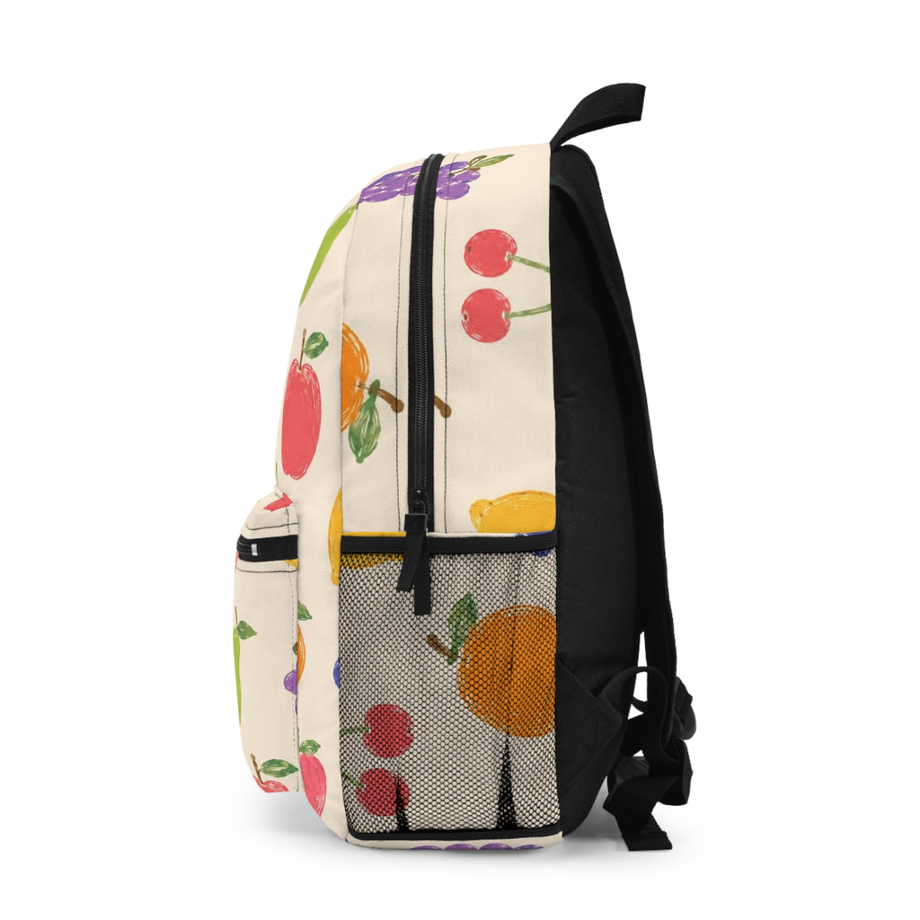 Fruit Pattern Backpack – Watercolor Apples, Bananas & Pears Print