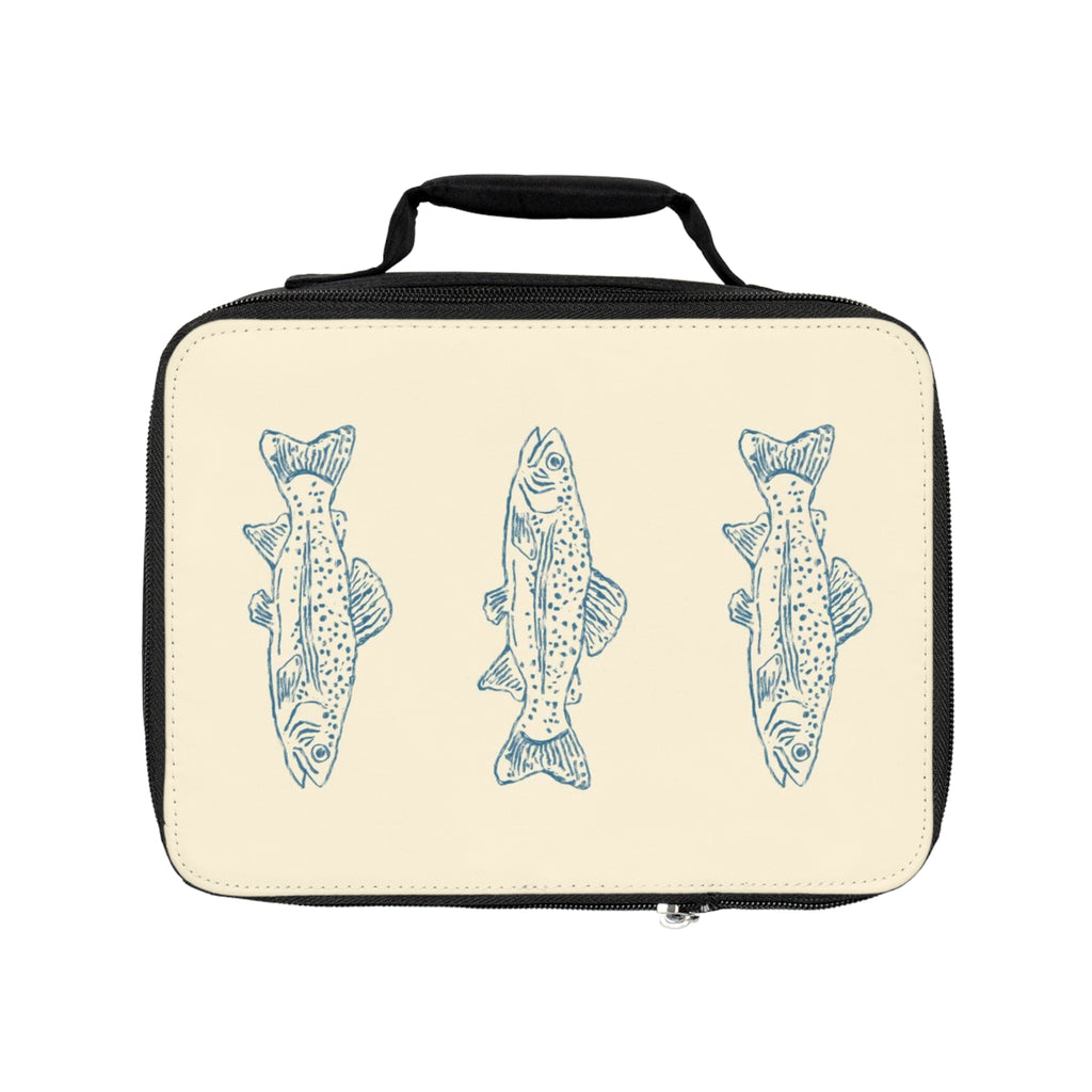 Fish Pattern Lunch Bag — Vintage Blue Trout Insulated Lunchbox