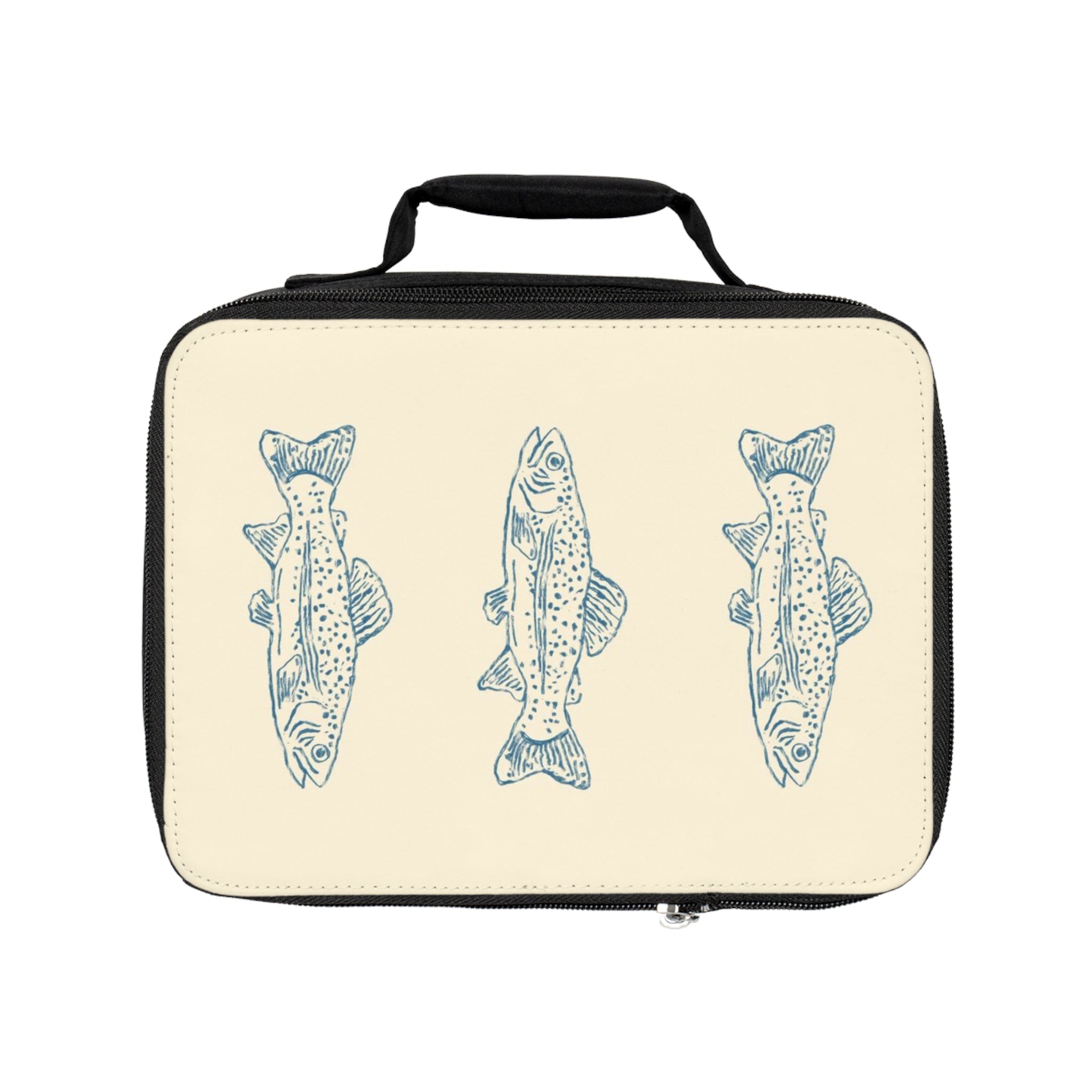 Fish Pattern Lunch Bag — Vintage Blue Trout Insulated Lunchbox